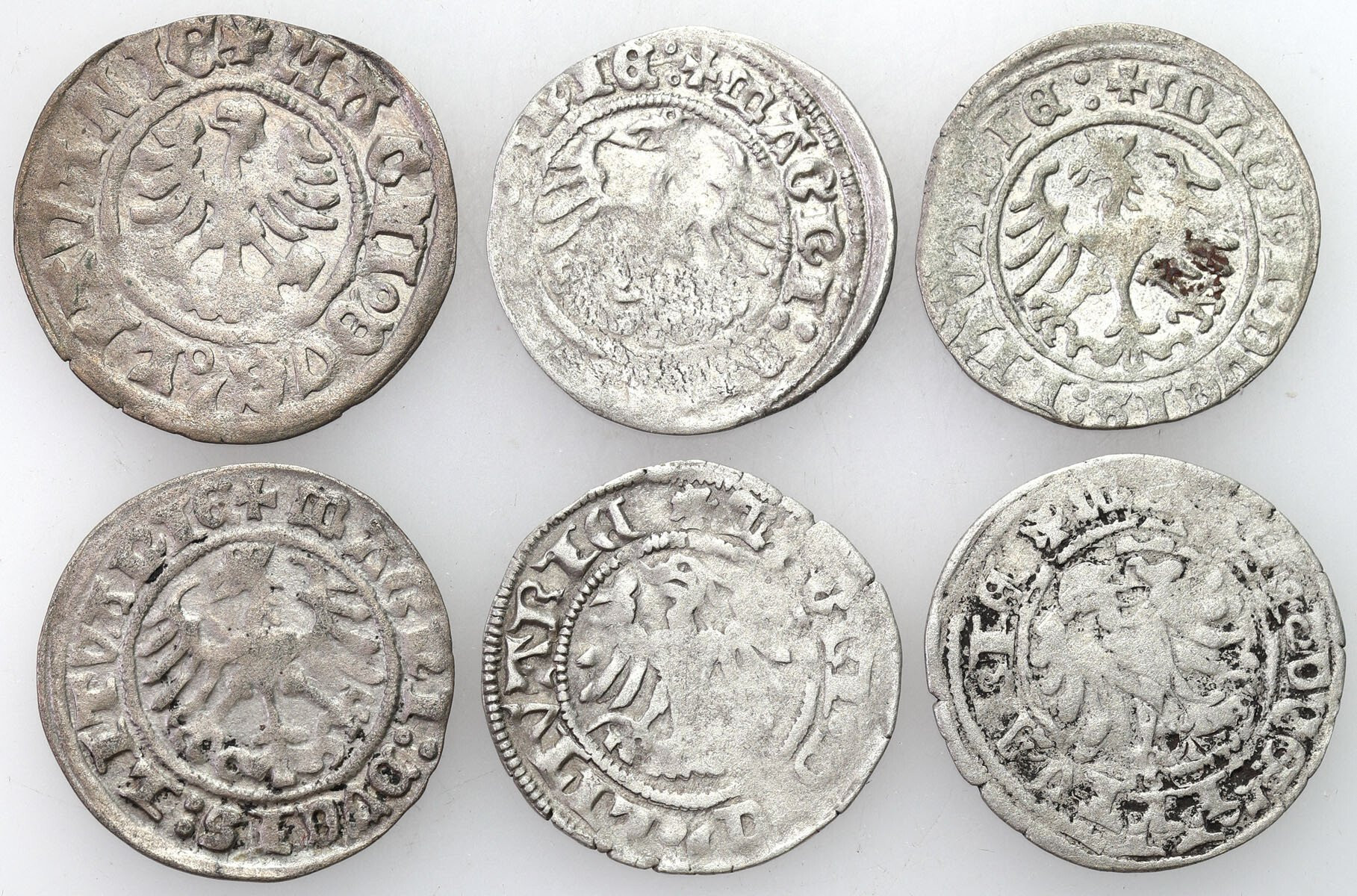 Aleksander Jagiellończyk, Zygmunt I Stary. Półgrosz, Wilno, zestaw 6 monet