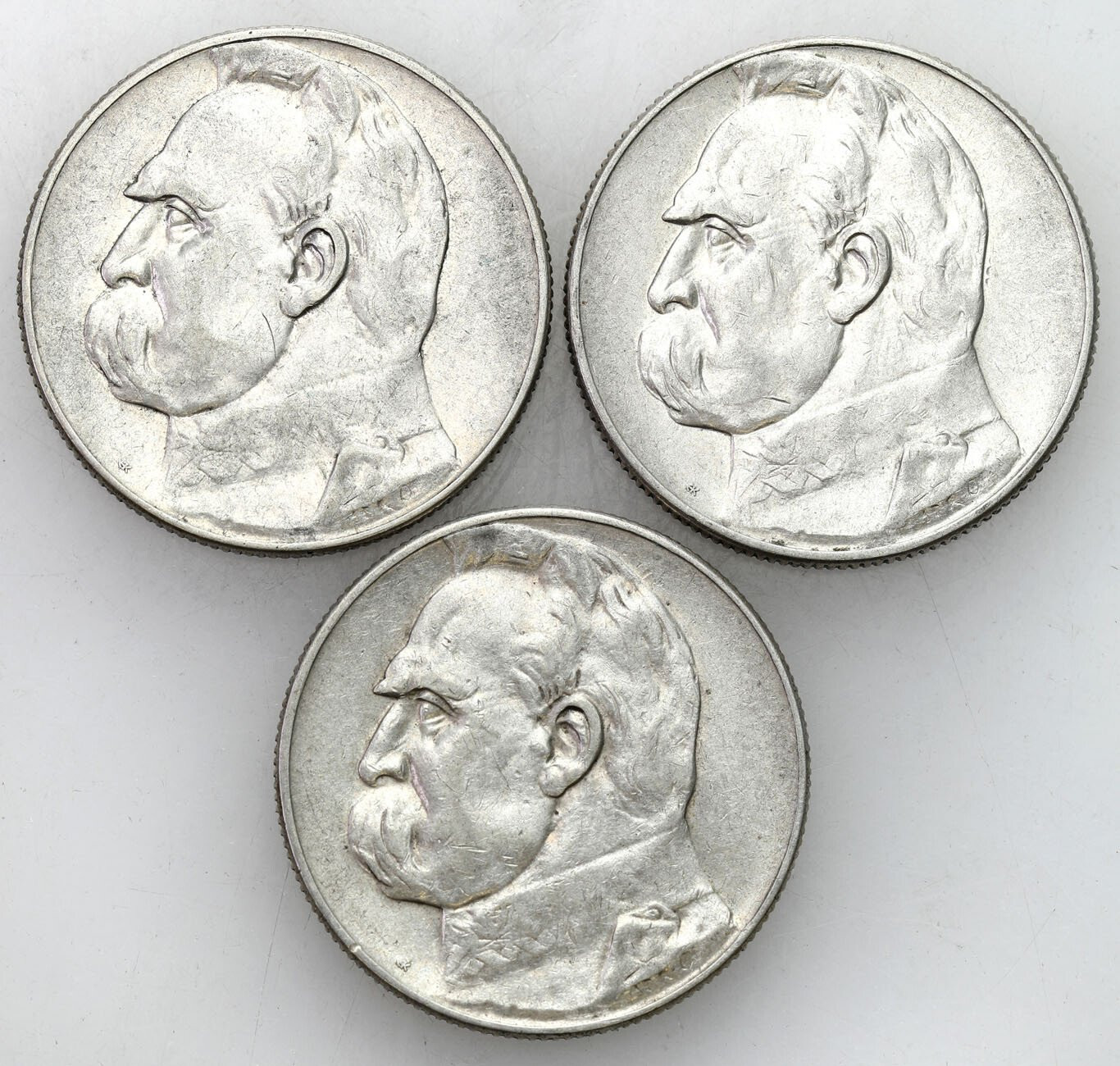 II RP. 5 złotych 1934 i 1935 Piłsudski, 3 sztuki