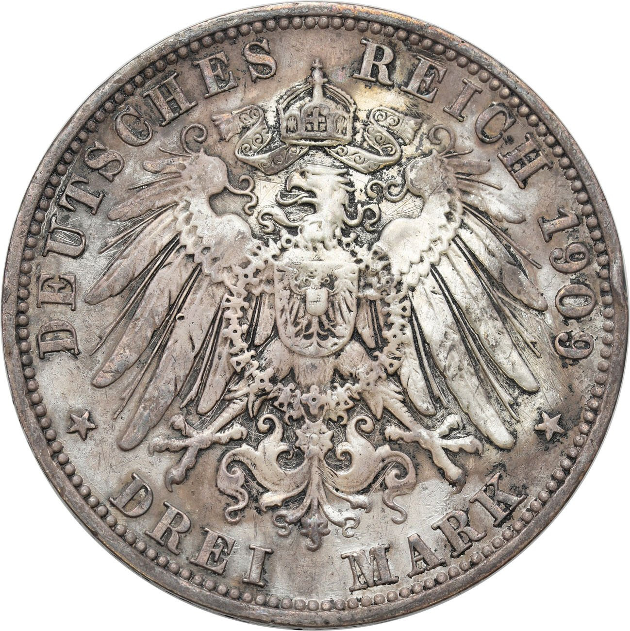 Niemcy, Lubeka, 3 marki 1909 A, Berlin – RZADKIE