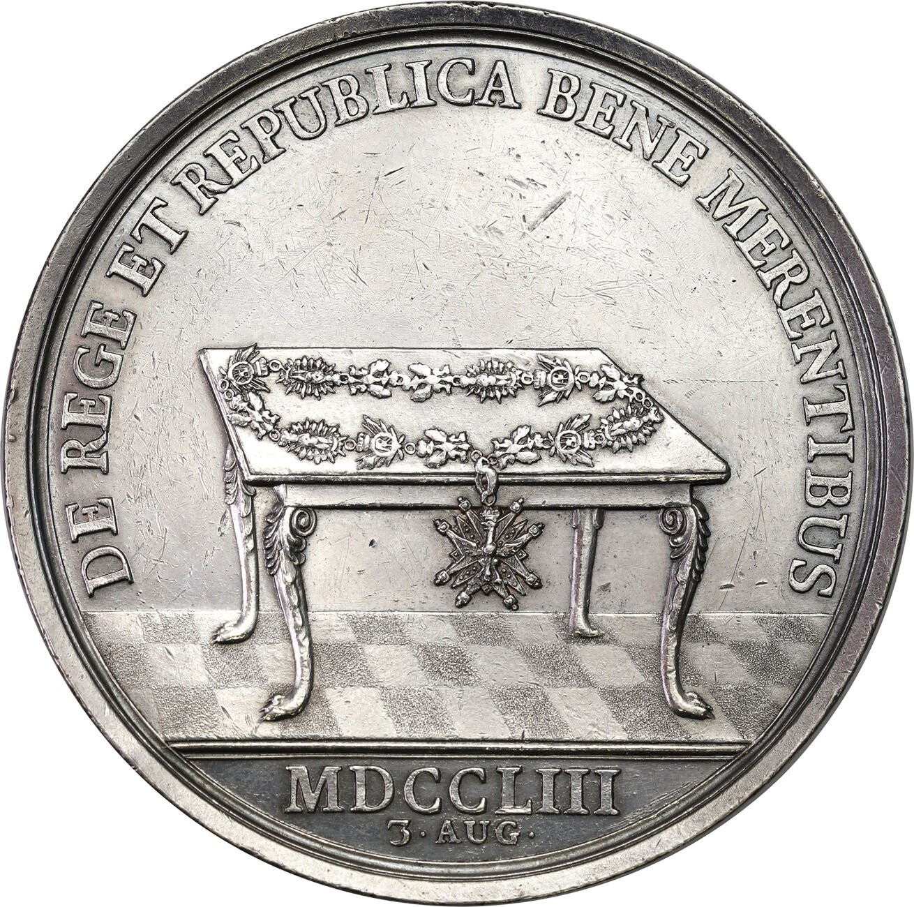 August III Sas. Medal nagrodowy Orła Białego 1753, Christian Zygmunt Wermuth, srebro