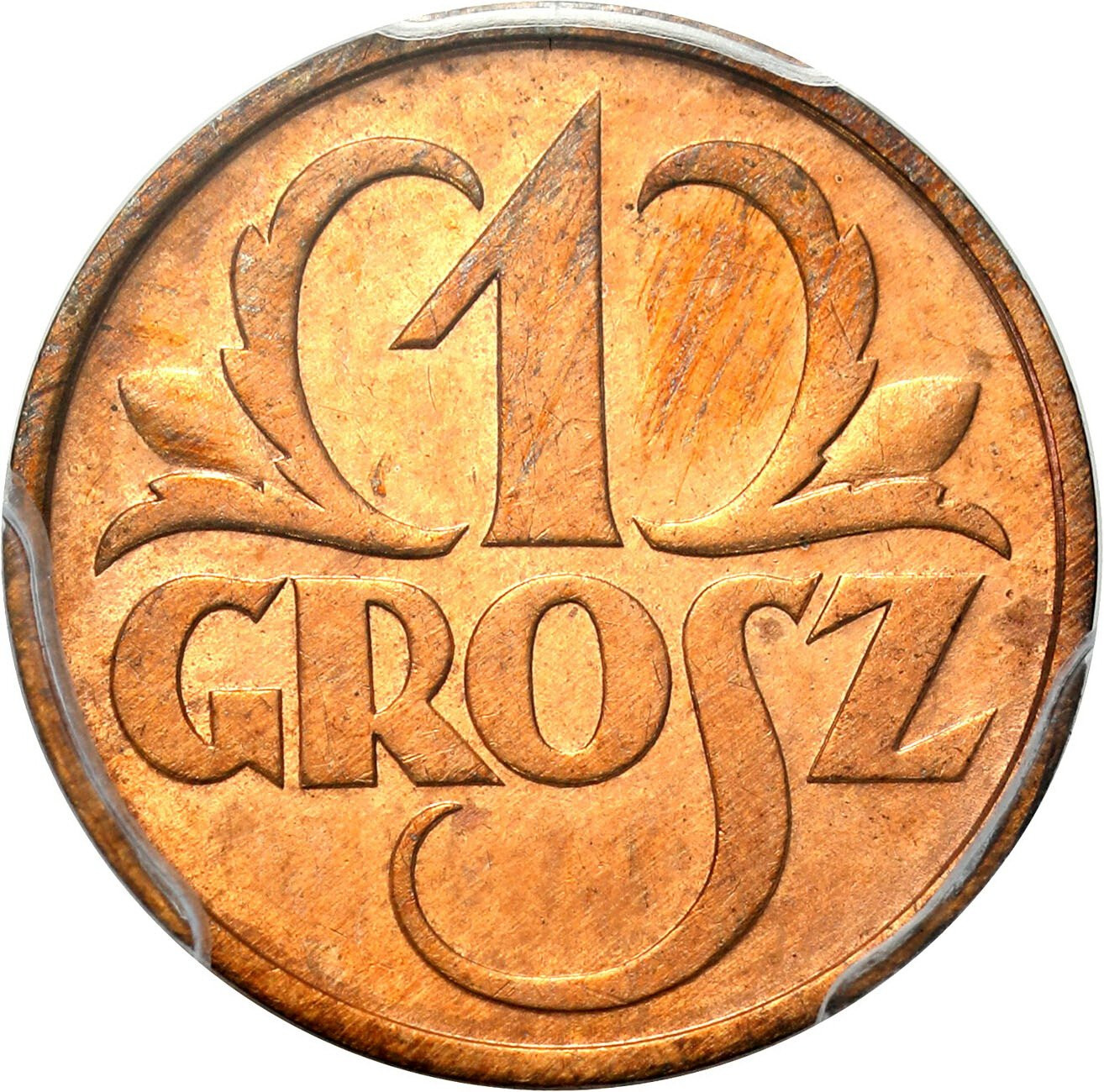 II RP. 1 grosz 1935 PCGS MS64 RD (MAX) – CZERWONY