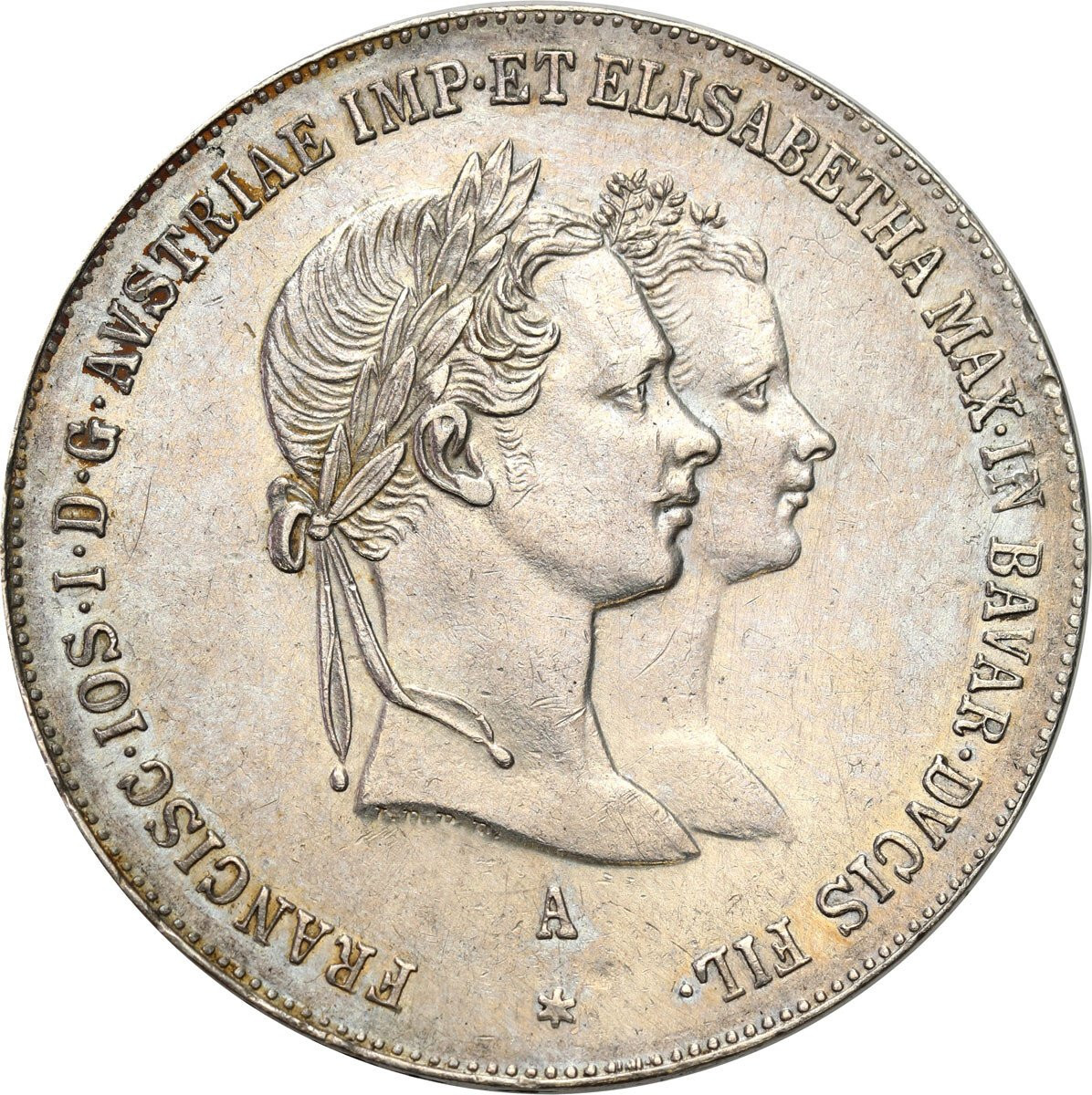 Austria, Franciszek Józef I (1848–1916). Gulden zaślubinowy 1854 A, Wiedeń