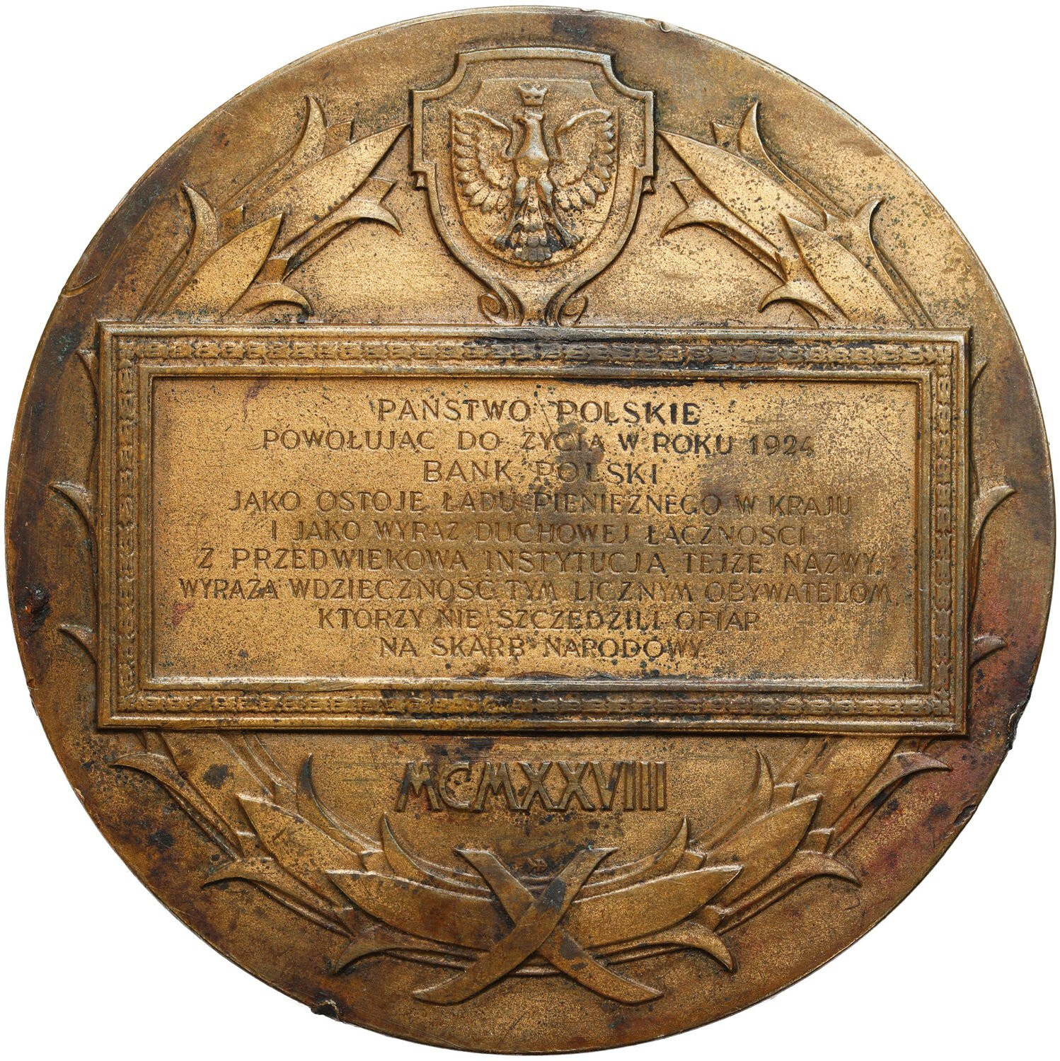 II RP medal 1928 stulecie Banku Polskiego