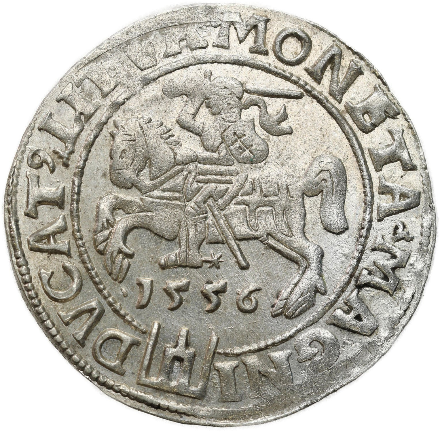 Zygmunt II August. Grosz na stopę litewską 1556, Wilno - PIĘKNY i EKSTREMALNIE RZADKI