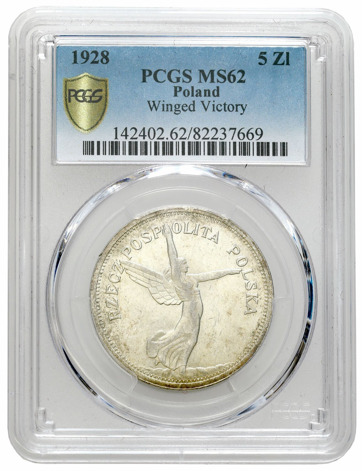 II RP. 5 złotych 1928 Nike (bez znaku) PCGS MS62 - PIĘKNA
