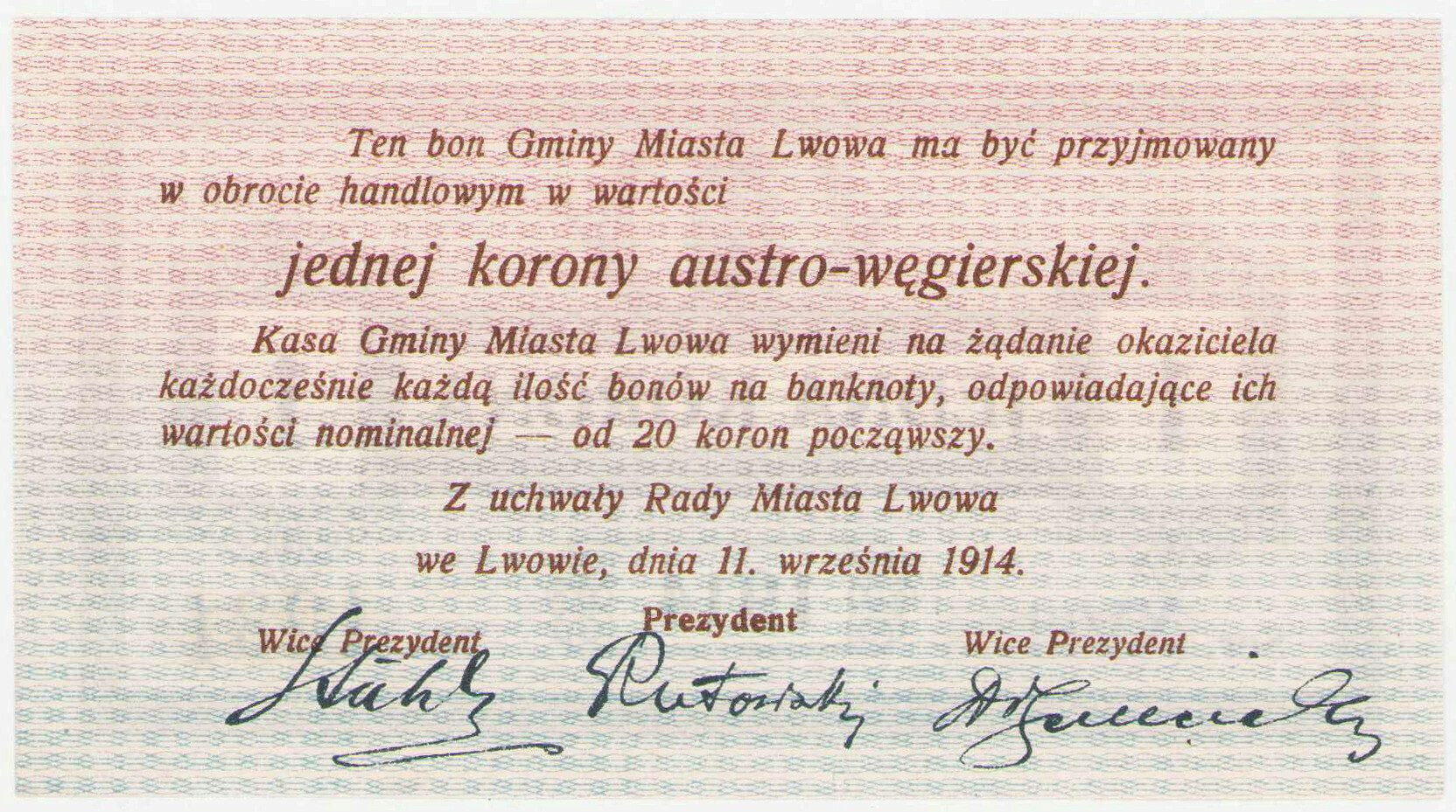 Polska Lwów 1 Korona 1914 - PIĘKNA