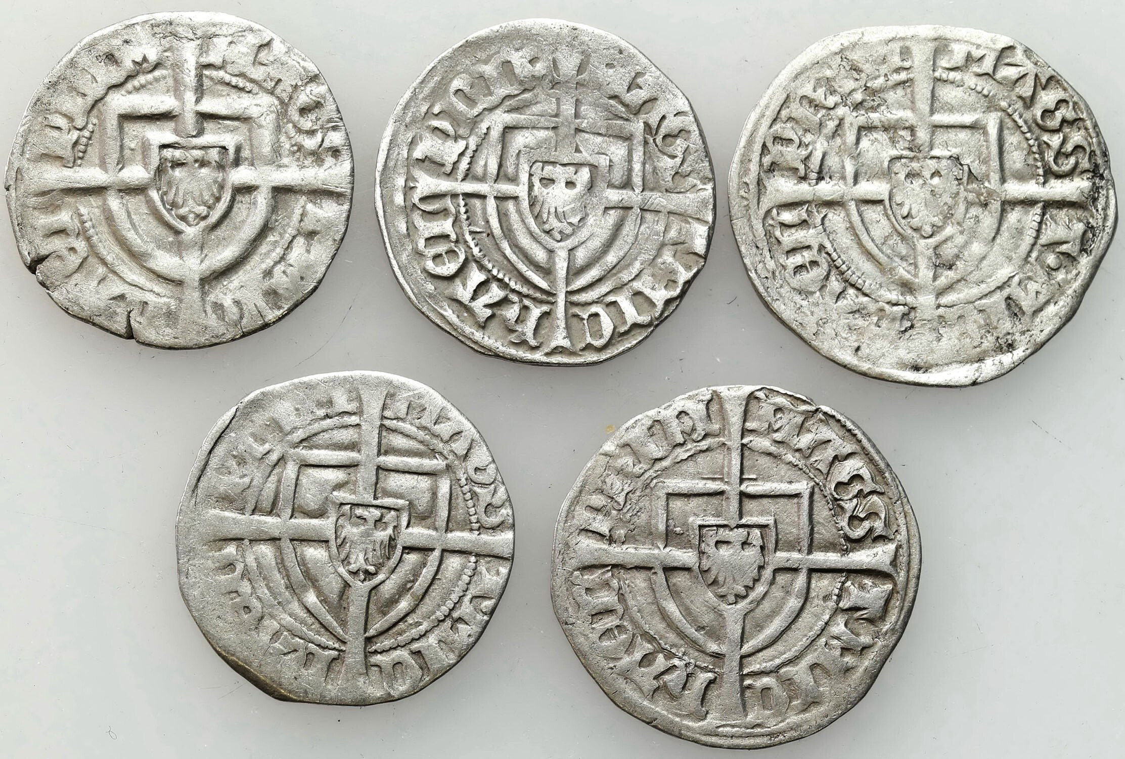 Zakon Krzyżacki. Michał I (1414–1422). Szeląg, zestaw 5 monet