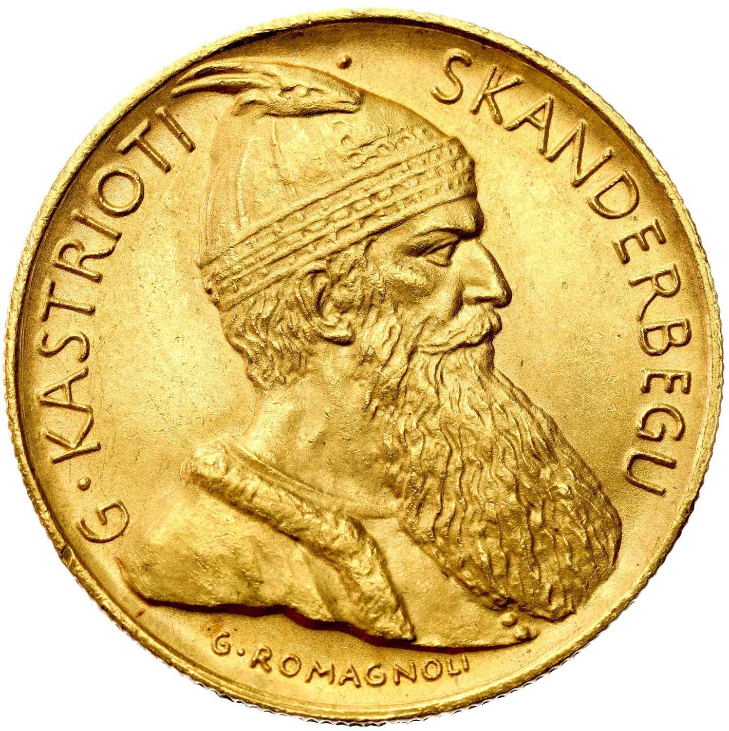 Albania. Amet Zogu (1925-1939). 20 franga ari 1927 V, G, Kastrioti Skanderberg - RZADKIE