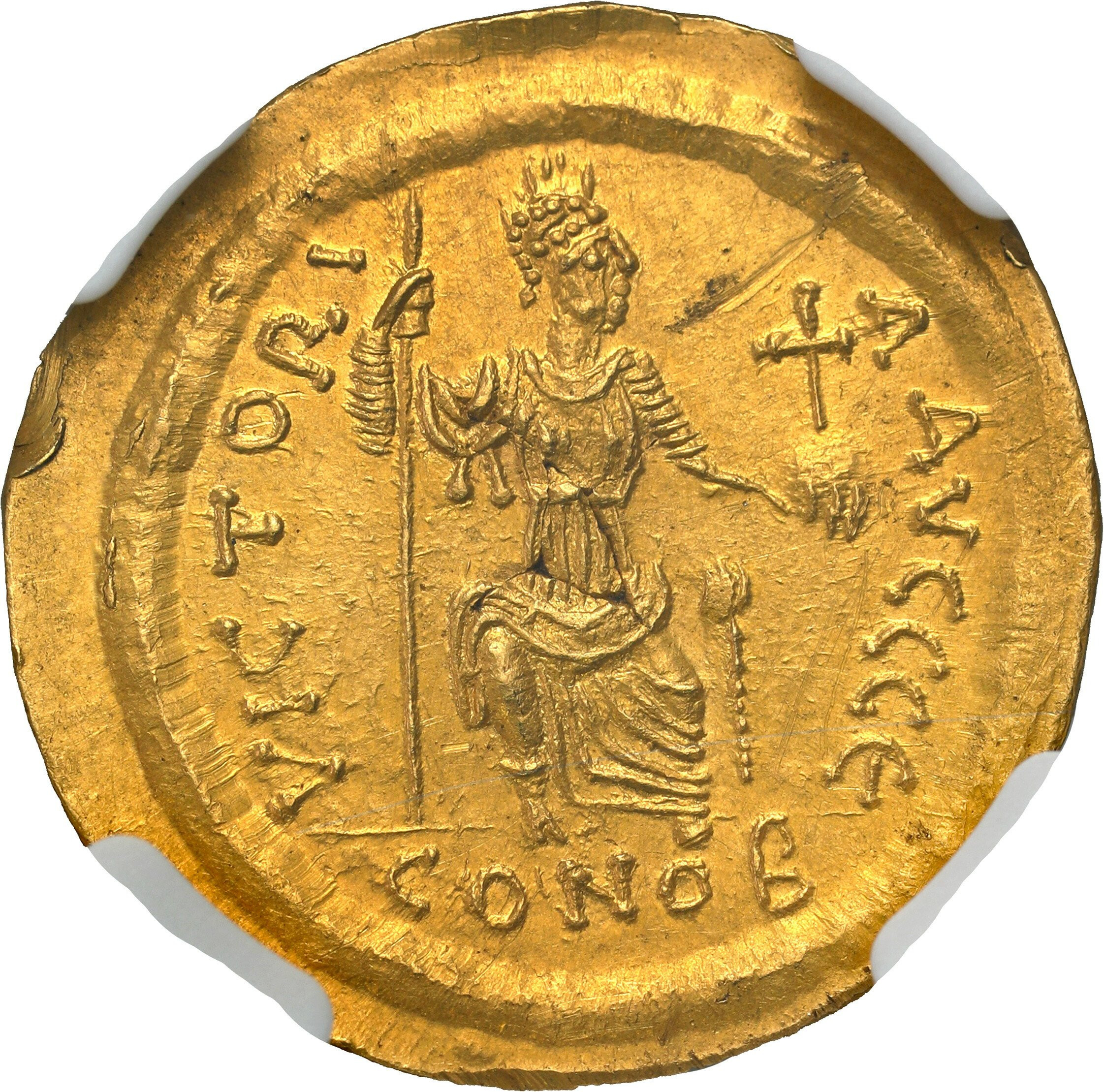 Bizancjum. Justyn II (565-578). Solid, Konstantynopol NGC MS 5/5 2/5 - PIĘKNY