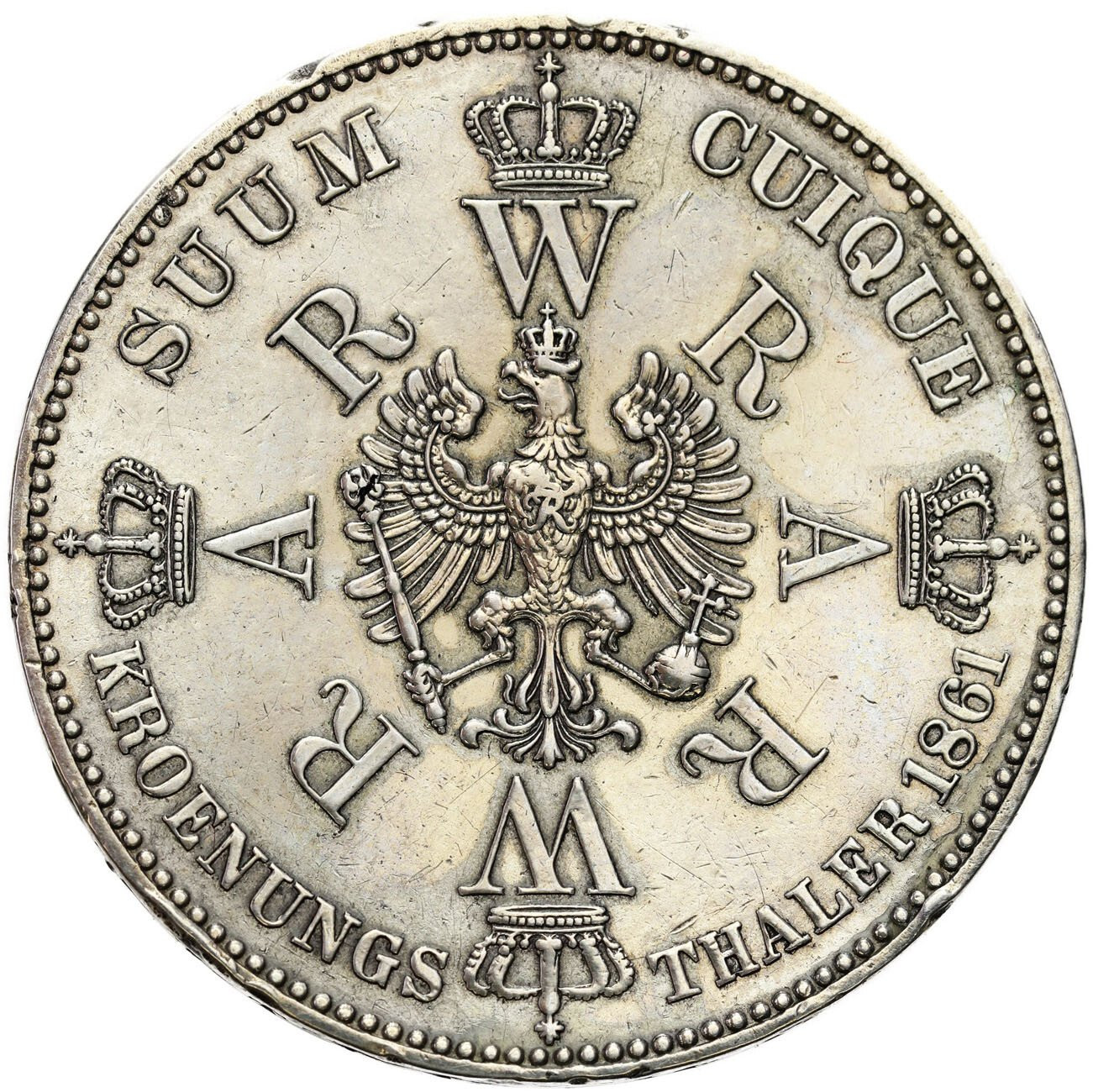 Niemcy, Prusy. Wilhelm I (1861-1888). Talar koronacyjny (Vereinstaler) 1861 A, Berlin