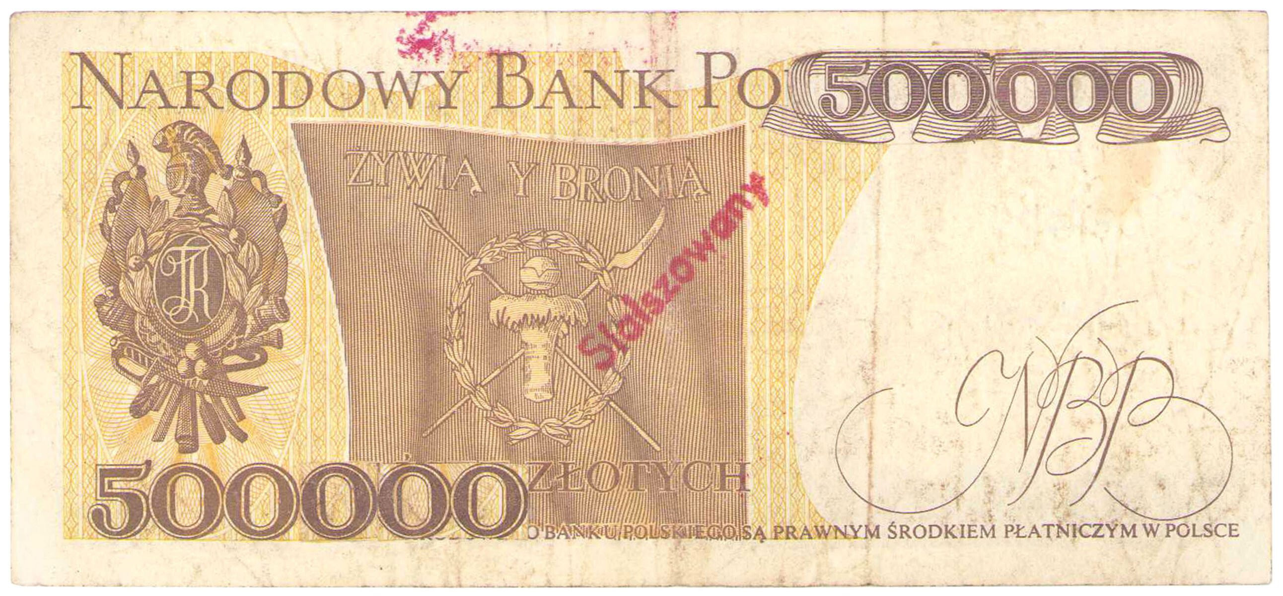 500 złotych sfałszowane na 5.000 złotych - Fałszerstwo
