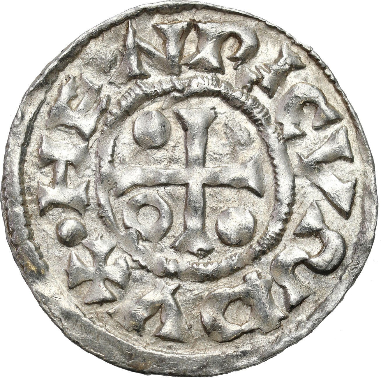 Niemcy, Bawaria, Ratyzbona. Henryk II Kłótnik II - drugie panowanie (985–995). Denar - PIĘKNY