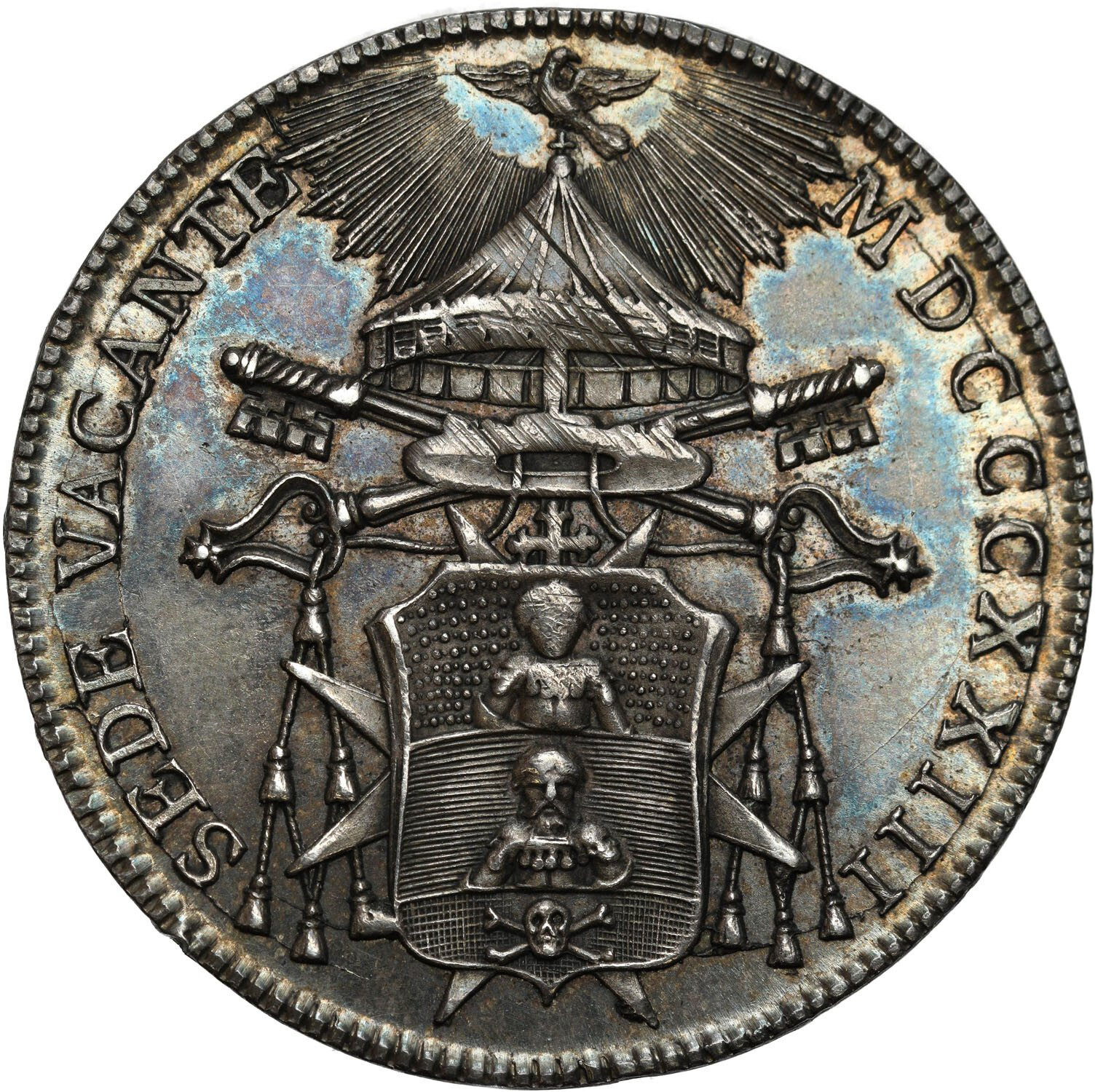 Włochy, Watykan. Sede Vacante. 1/2 scudo 1823 B, Bologna  - ŁADNE