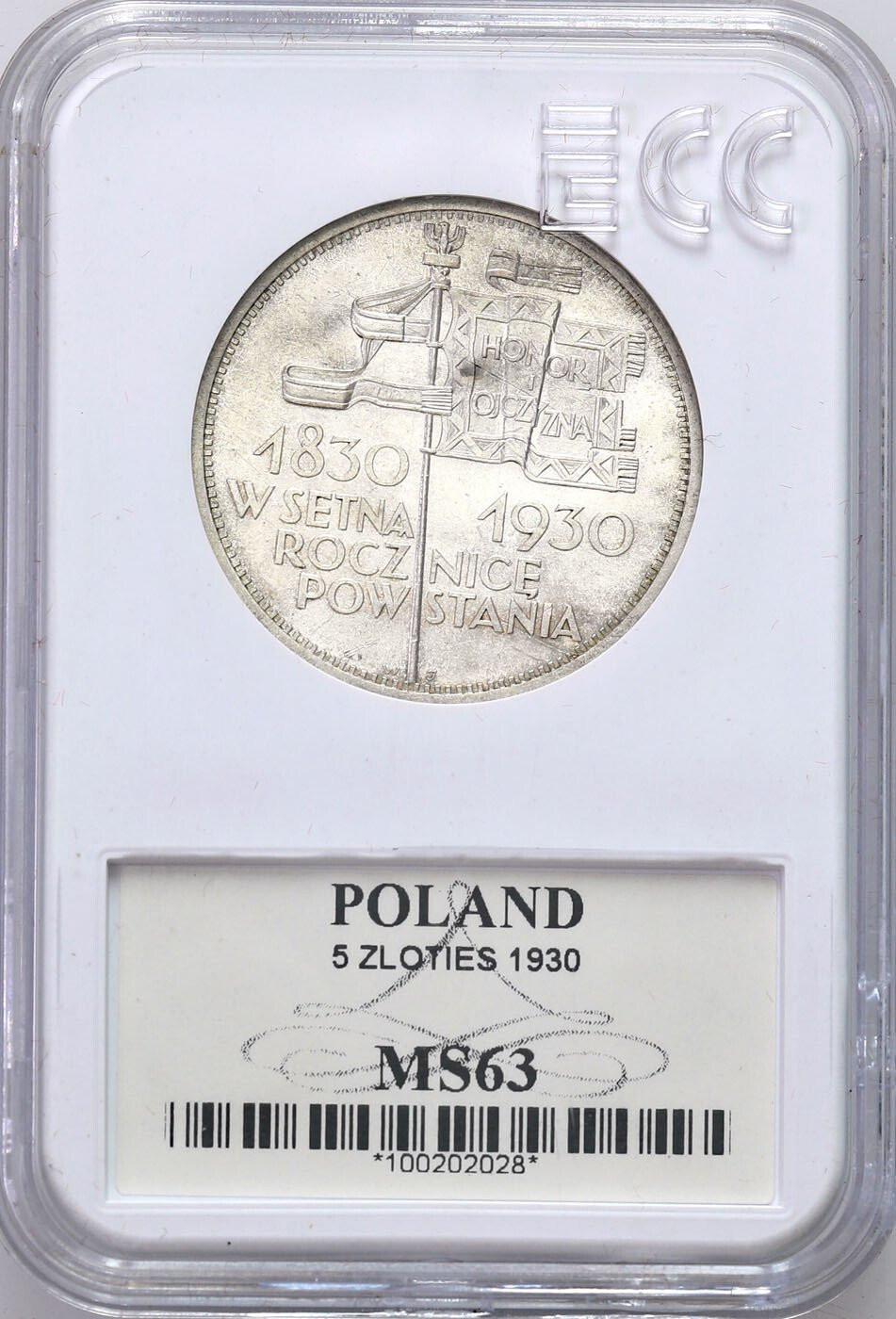 II RP. 5 złotych 1930 Sztandar GCN MS63 - PIĘKNE