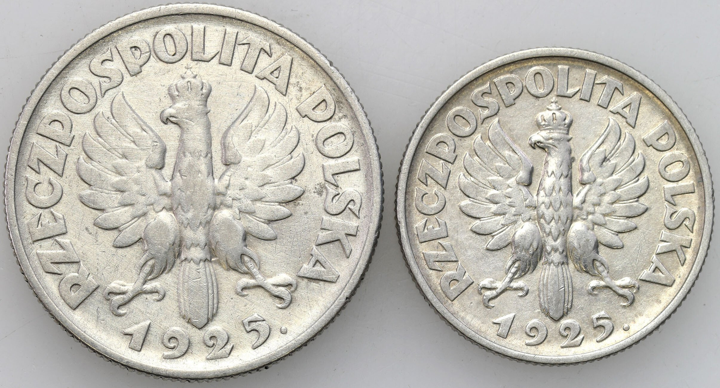 II RP. 1 złoty 1925, Londyn, 2 złote 1925 Londyn, zestaw 2 monet