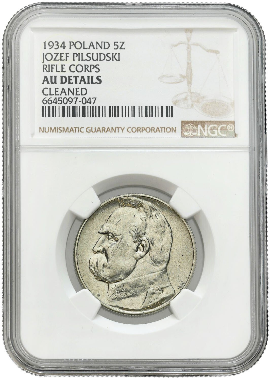 II RP. 5 złotych 1934 Piłsudski-Strzelecki NGC AU