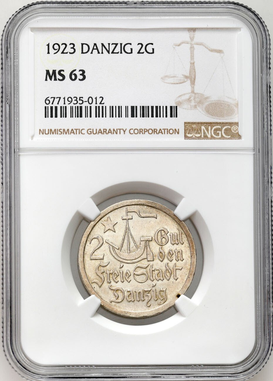 Wolne Miasto Gdańsk/Danzig. 2 Guldeny 1923 NGC MS63 - PIĘKNE