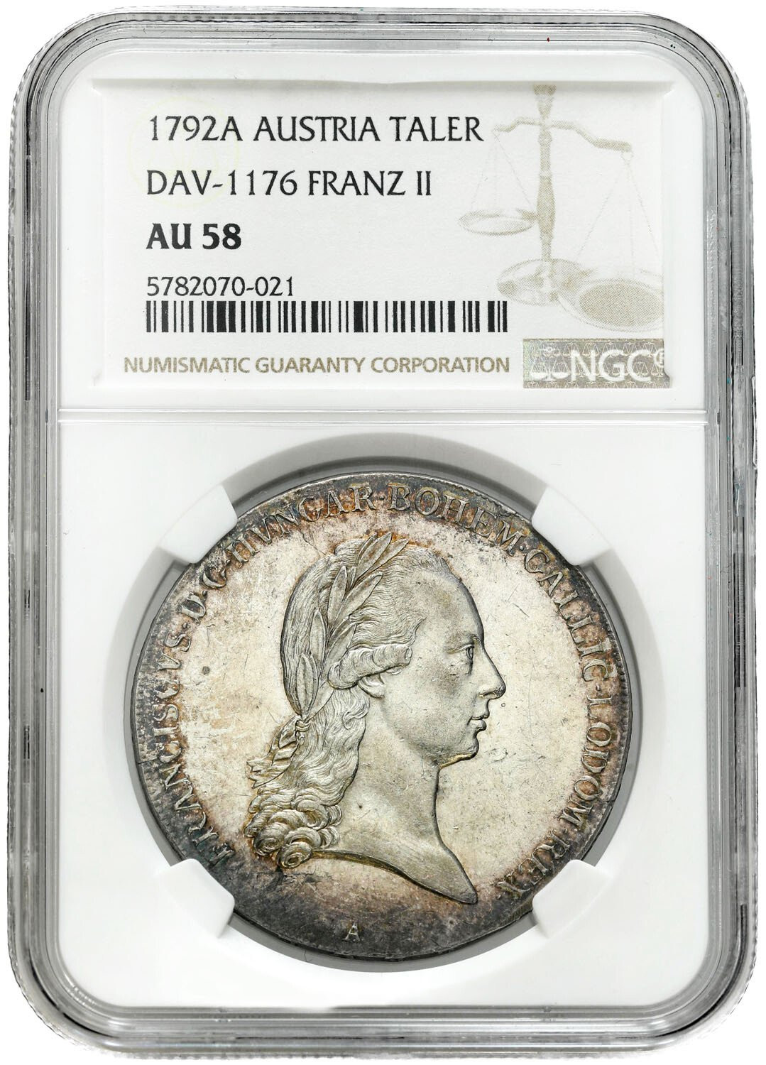 Austria. Franciszek II. Talar 1792, Wiedeń NGC AU58 - PIĘKNY i RZADKI