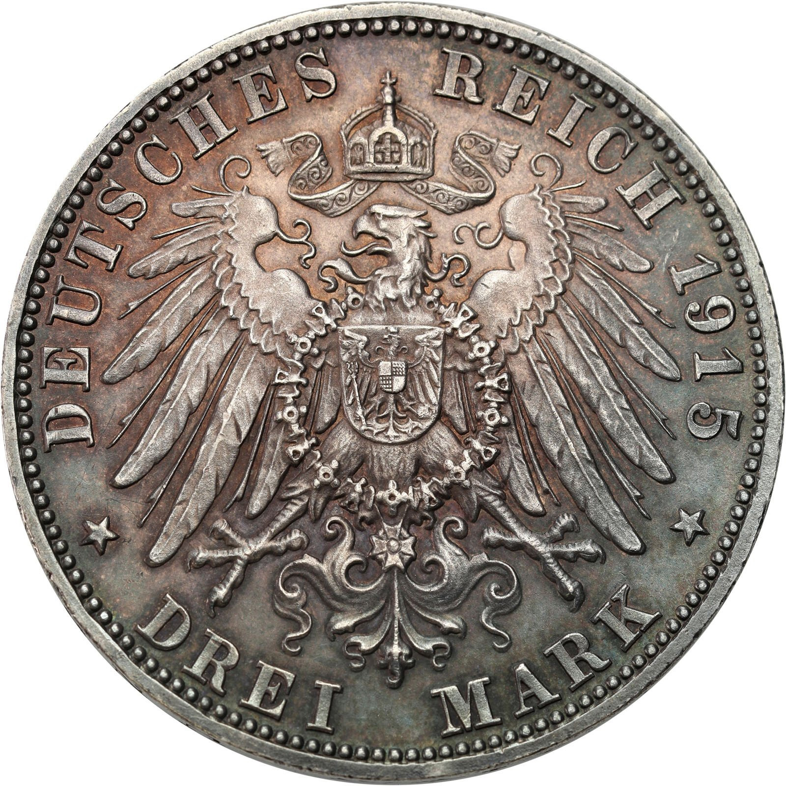 Niemcy, Sachsen-Meiningen. 3 marki pośmiertne 1915 D, Monachium