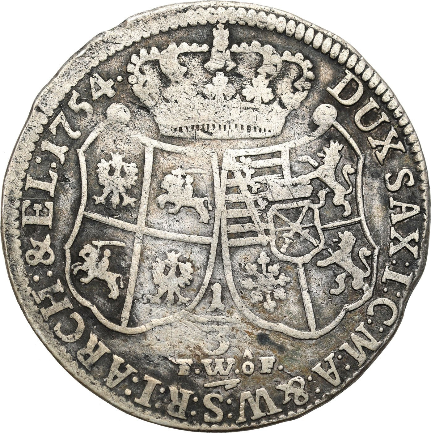 August III Sas. 1/3 Talara (1/2 Guldena) 1754, Drezno