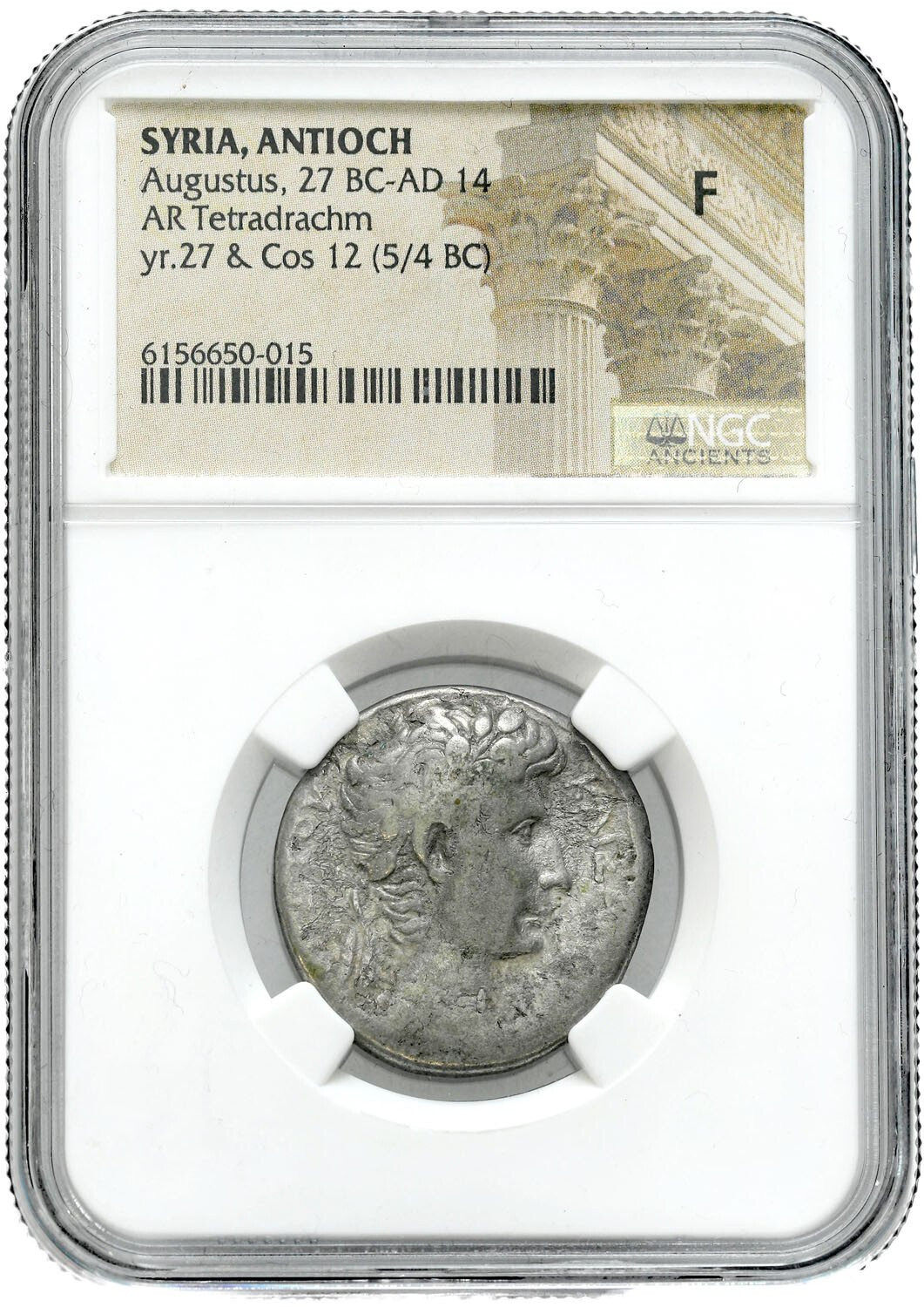Cesarstwo Rzymskie. Oktawian August 27 p.n.e. - 14 n.e. - Syria. Tetradrachma 5/4 rok p.n.e. (26 rok), Antiochia NGC F