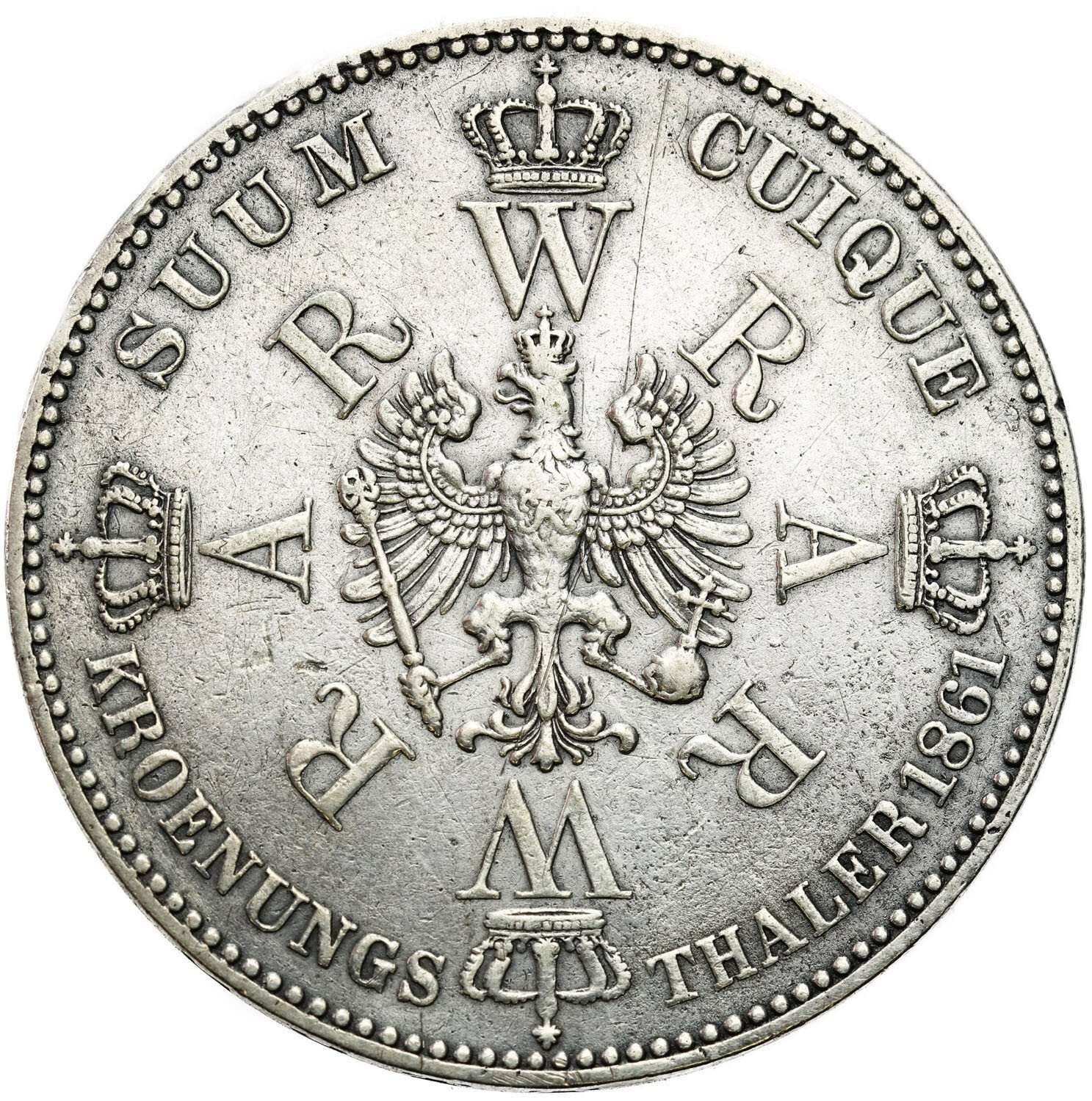 Niemcy, Prusy. Wilhelm I (1861-1888). Talar koronacyjny (Vereinstaler) 1861 A, Berlin
