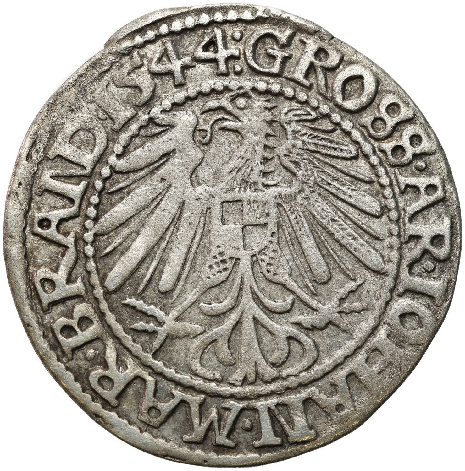 Śląsk, Księstwo Krośnieńskie. Jan Kostrzyński (1535–1571). Grosz 1544, Krosno