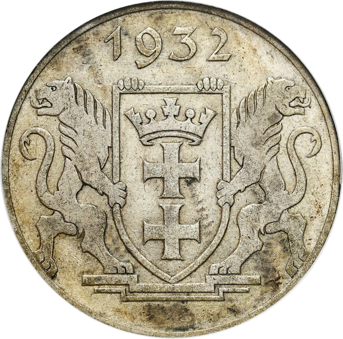Wolne Miasto Gdańsk/Danzig. 5 guldenów 1932, Berlin - Żuraw - NAJRZADSZE