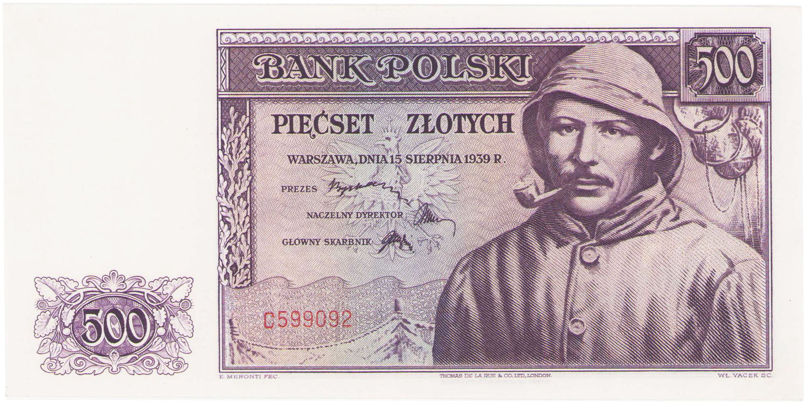 Emigracja 500 złotych 1939 seria C - RZADKOŚĆ R6
