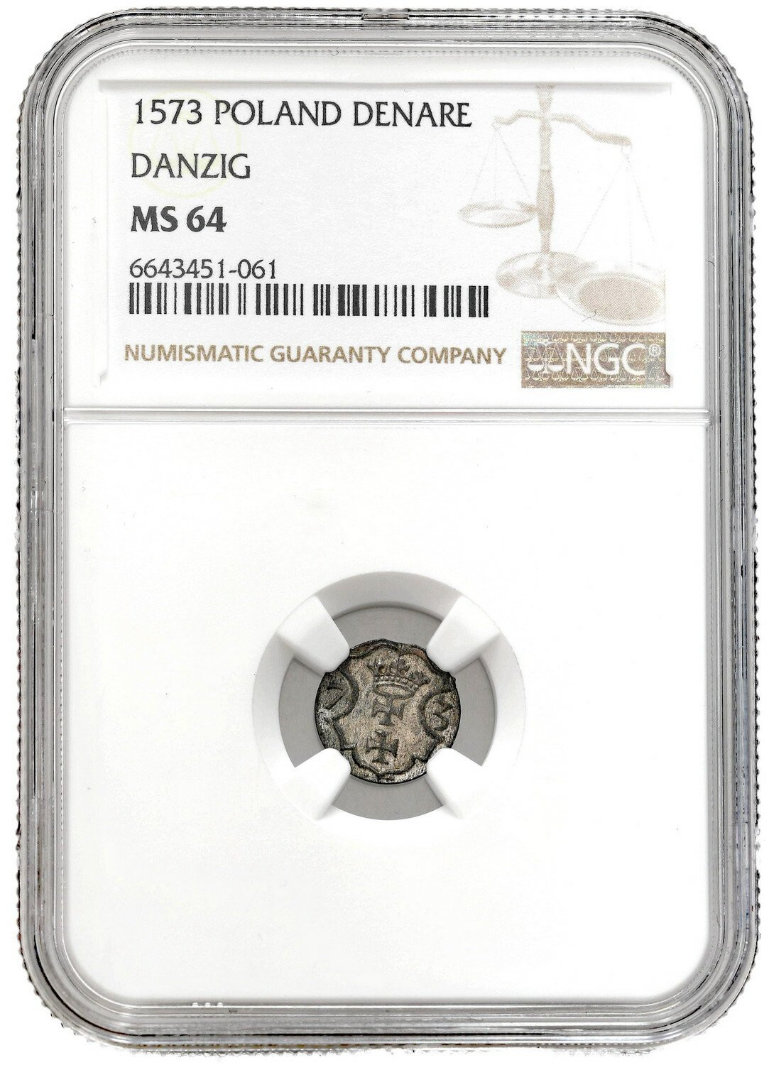 Bezkrólewie. Denar 1573 Gdańsk NGC MS64 - WYŚMIENITY