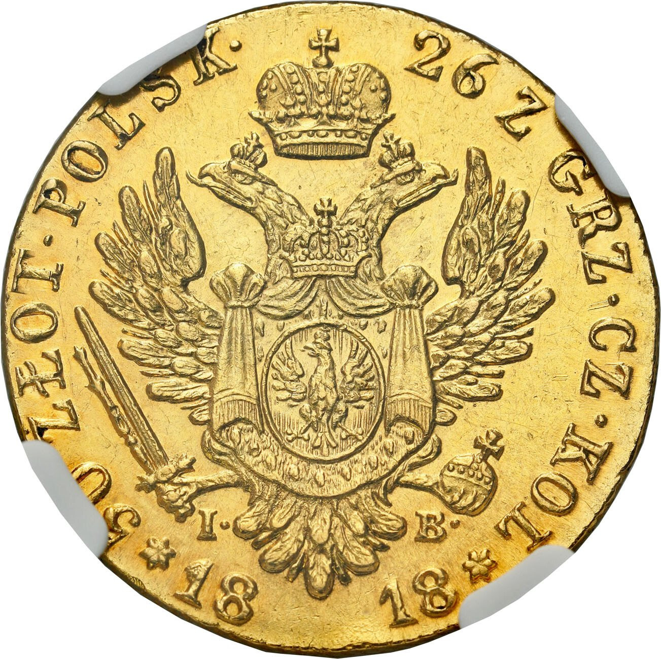  Królestwo Polskie/Rosja. Aleksander I. 50 złotych 1818 IB, Warszawa NGC AU58 - RZADKOŚĆ