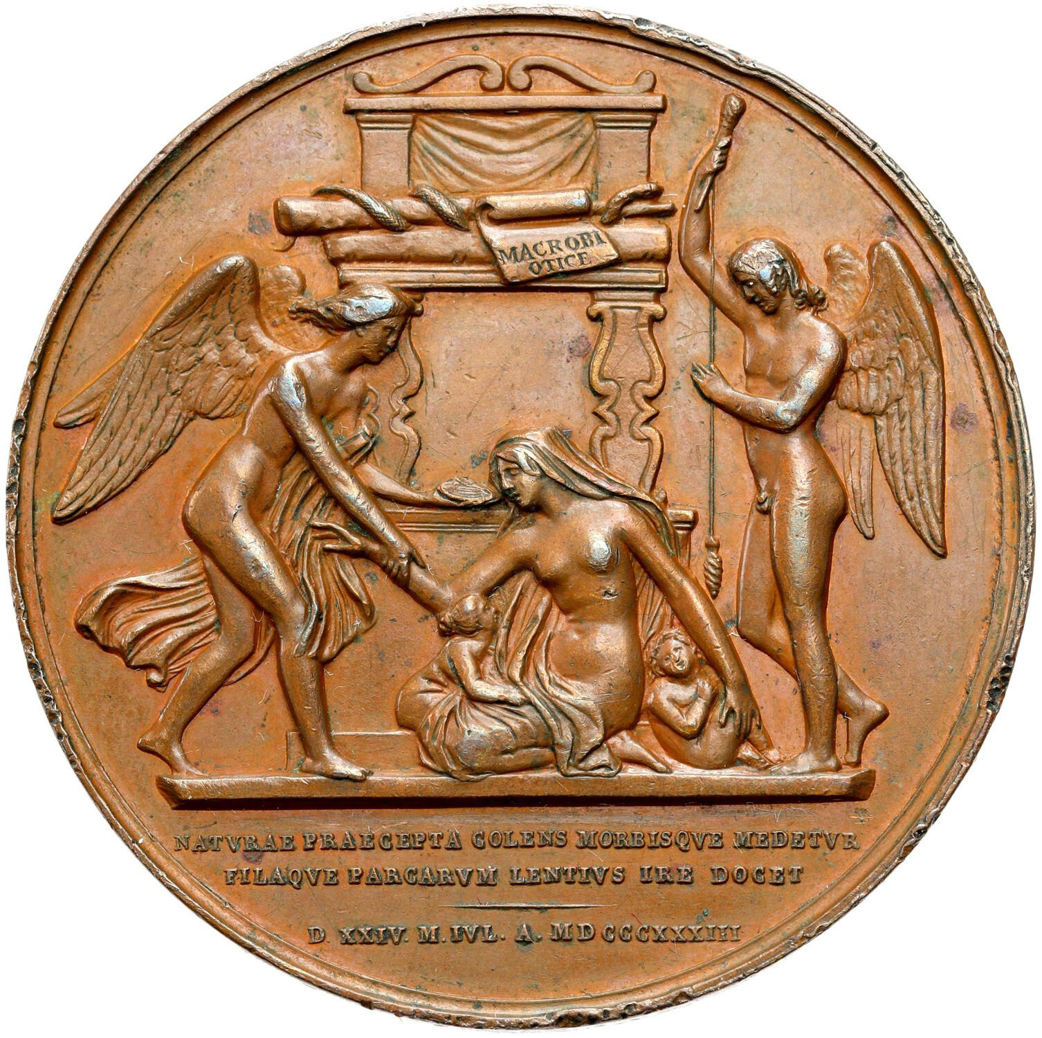 Niemcy, Prusy. Medal 1833 - 50-lecie służby Tajnej Rady Państwa i lekarz dr. Chr.W. Hufeland, brąz