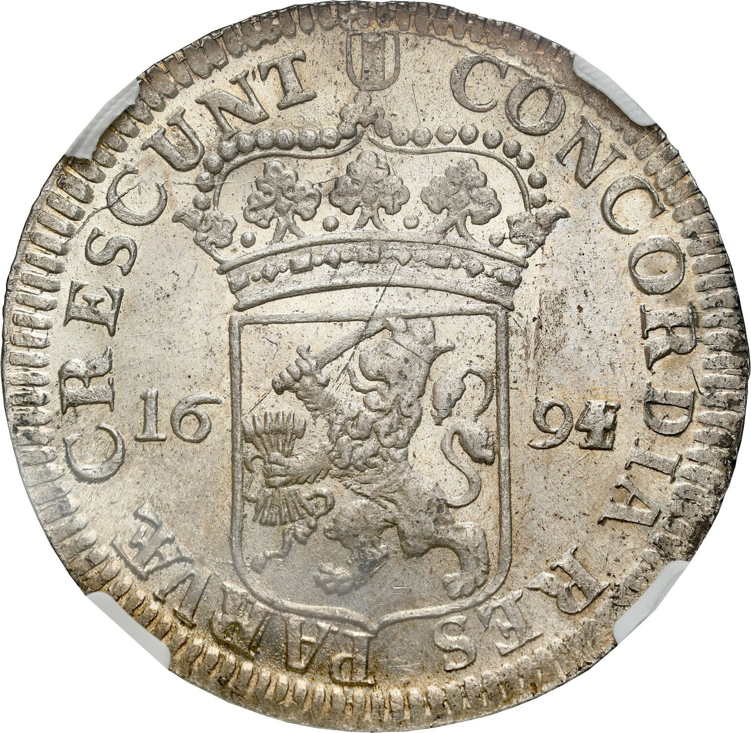 Niderlandy, Holland. Talar (Silver dukat) 1694/3 NGC MS62 (MAX) - PIĘKNY