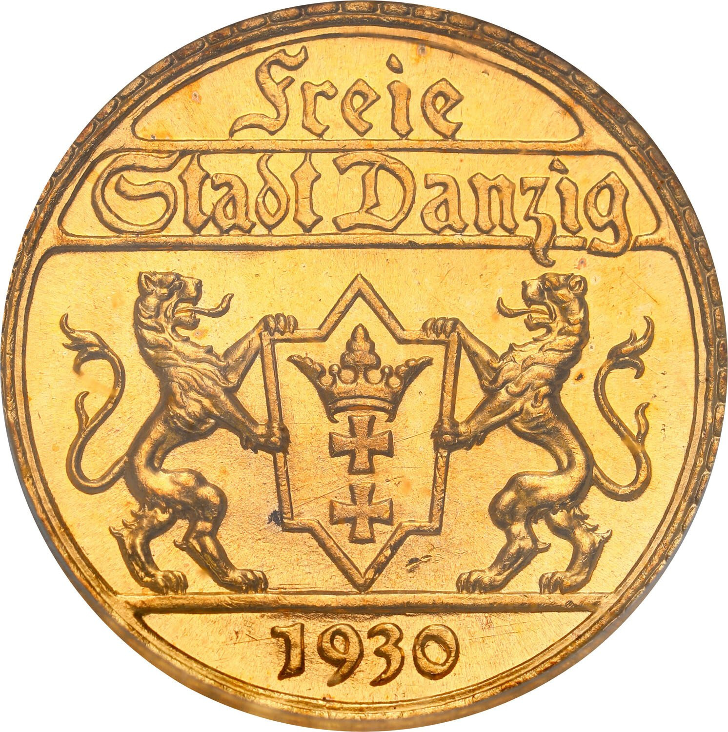 Wolne Miasto Gdańsk 25 guldenów 1930 ICG MS65 - PIĘKNE