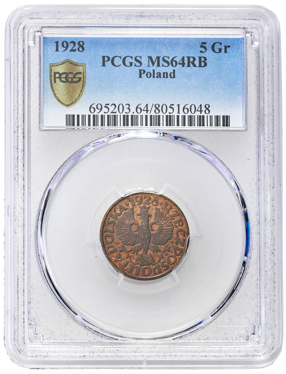 II RP. 5 groszy 1928 PCGS MS64 RB (MAX)