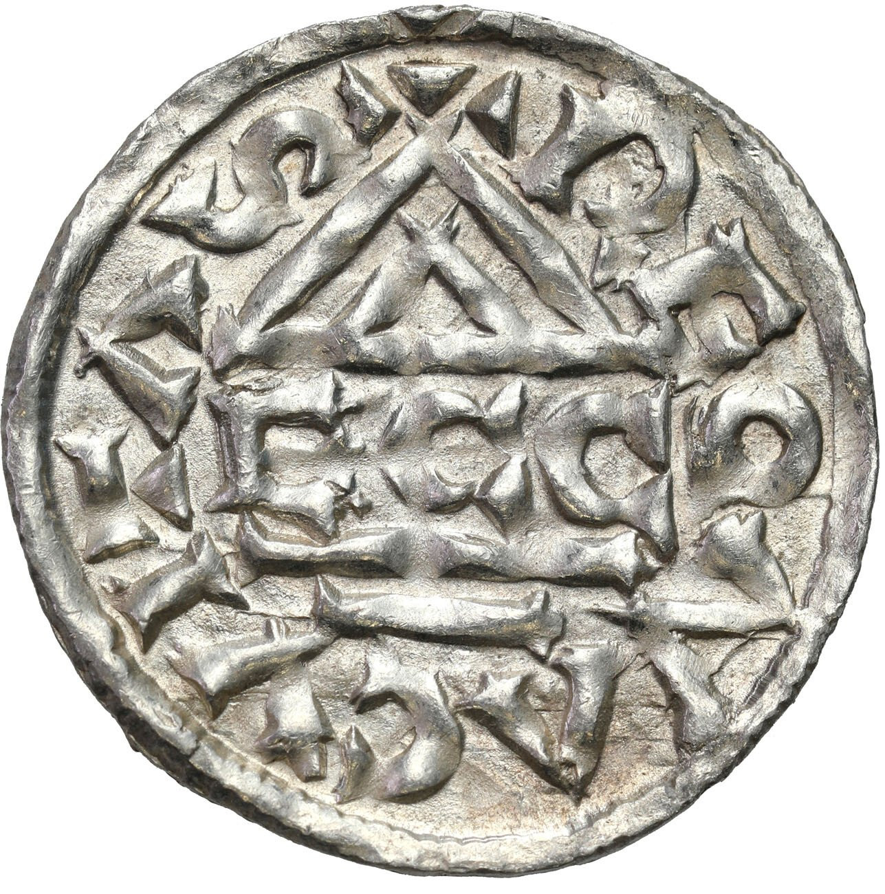 Niemcy, Bawaria, Ratyzbona. Henryk II Kłótnik II - drugie panowanie (985–995). Denar - PIĘKNY