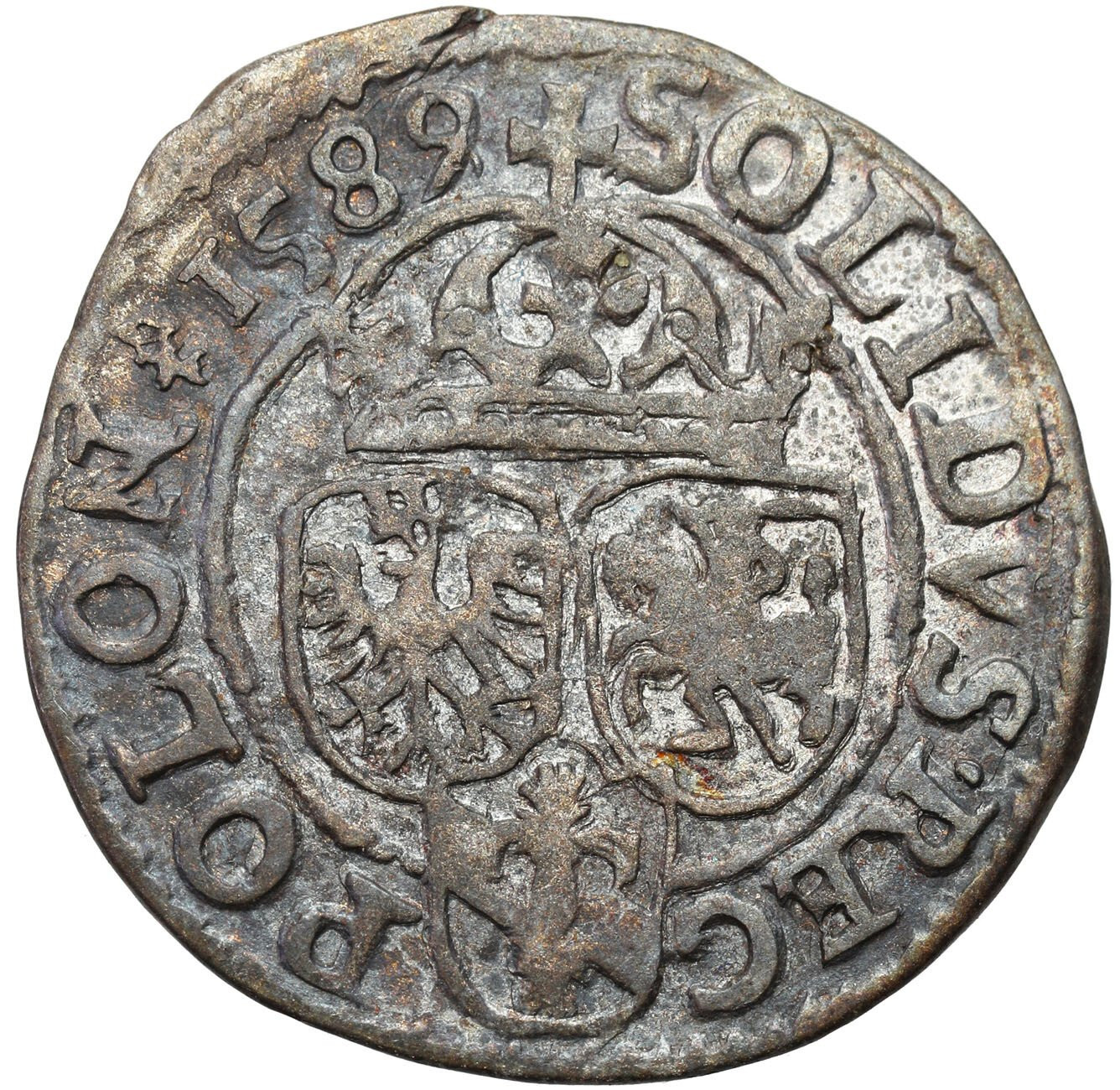  Zygmunt III Waza. Szeląg 1589, Olkusz - znak Półruszt 