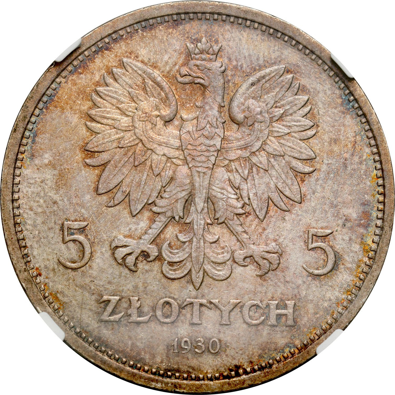 II RP. 5 złotych 1930 Sztandar NGC MS63 - GABINETOWY
