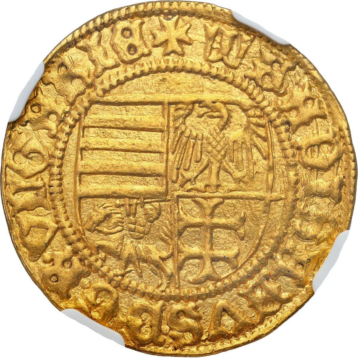Węgry / Polska. Władysław Warneńczyk (1440-1444). Goldgulden (floren) bez daty (1441), Hermanstadt (Sibiu) NGC MS62 - PIĘKNY