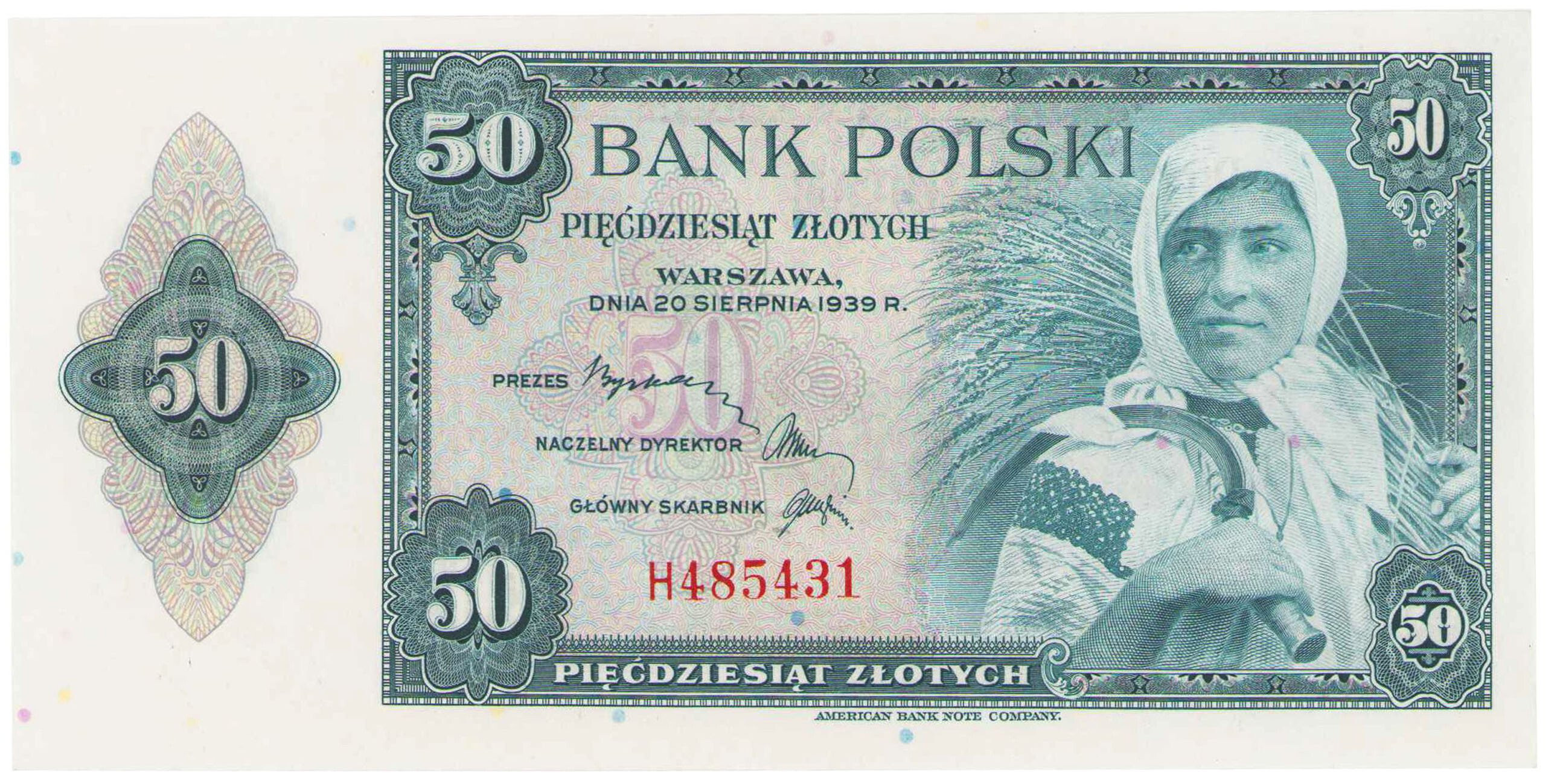 Emigracja 50 złotych 1939 seria H - RZADKOŚĆ R6
