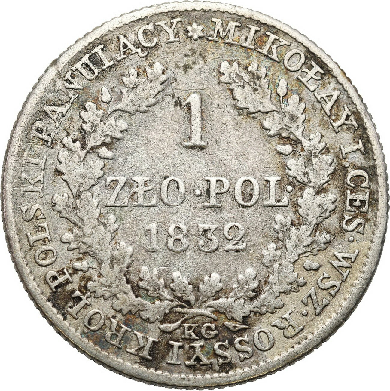 Królestwo Polskie/Rosja. Mikołaj I. 1 złoty 1832 KG, Warszawa
