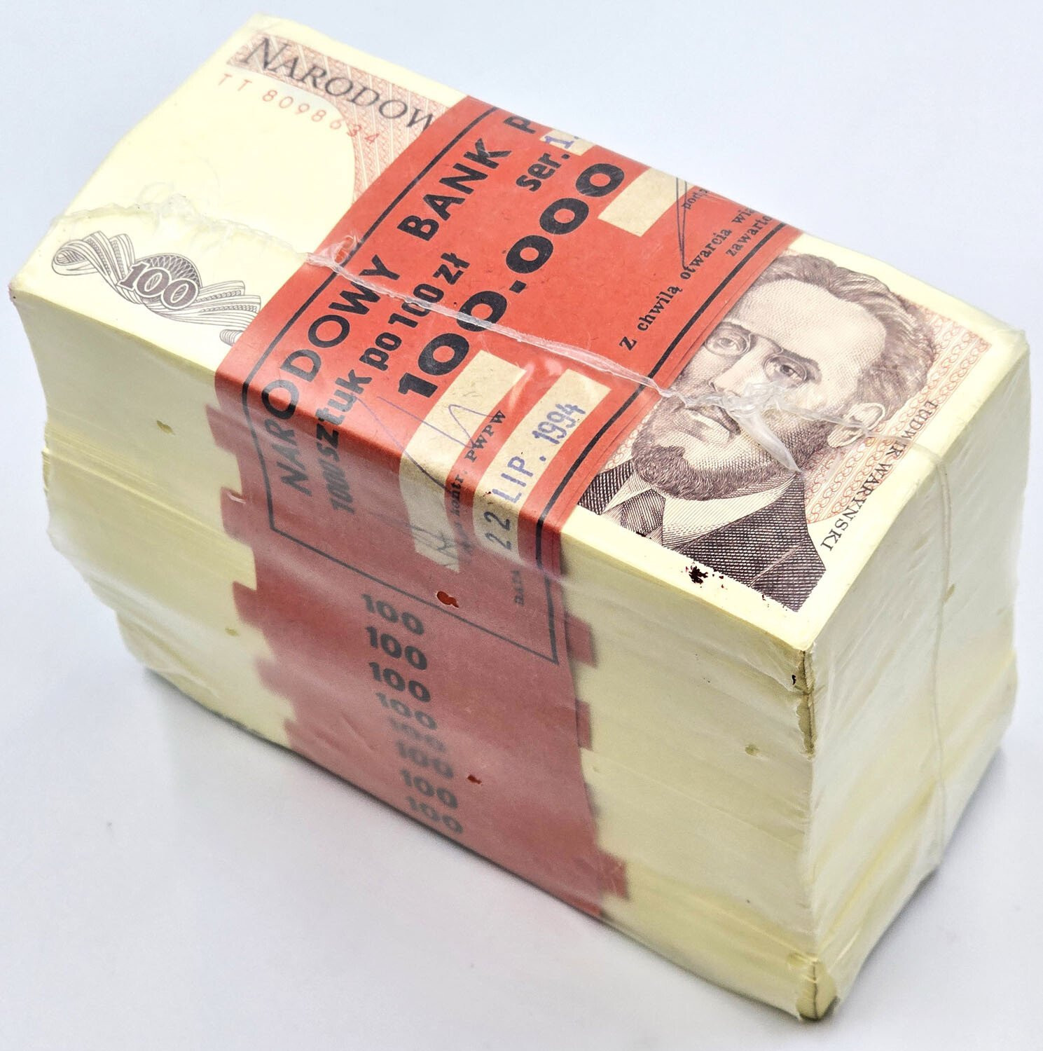 Zgrzewka Bankowa 100 złotych 1988 seria TT - RZADKOŚĆ