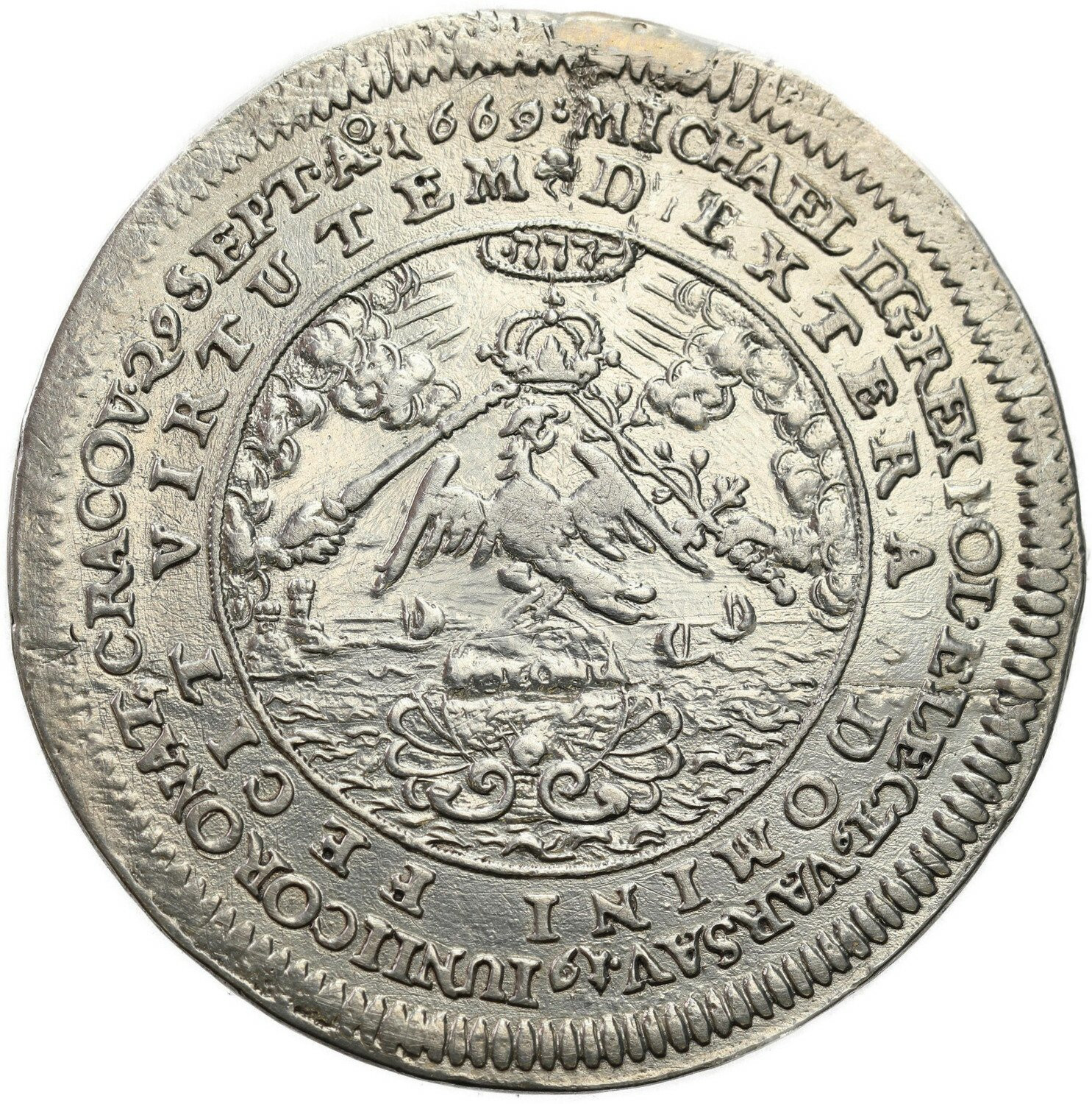 Michał Korybut Wiśniowiecki. Medal (żeton) koronacyjny 1669, srebro - RZADKI