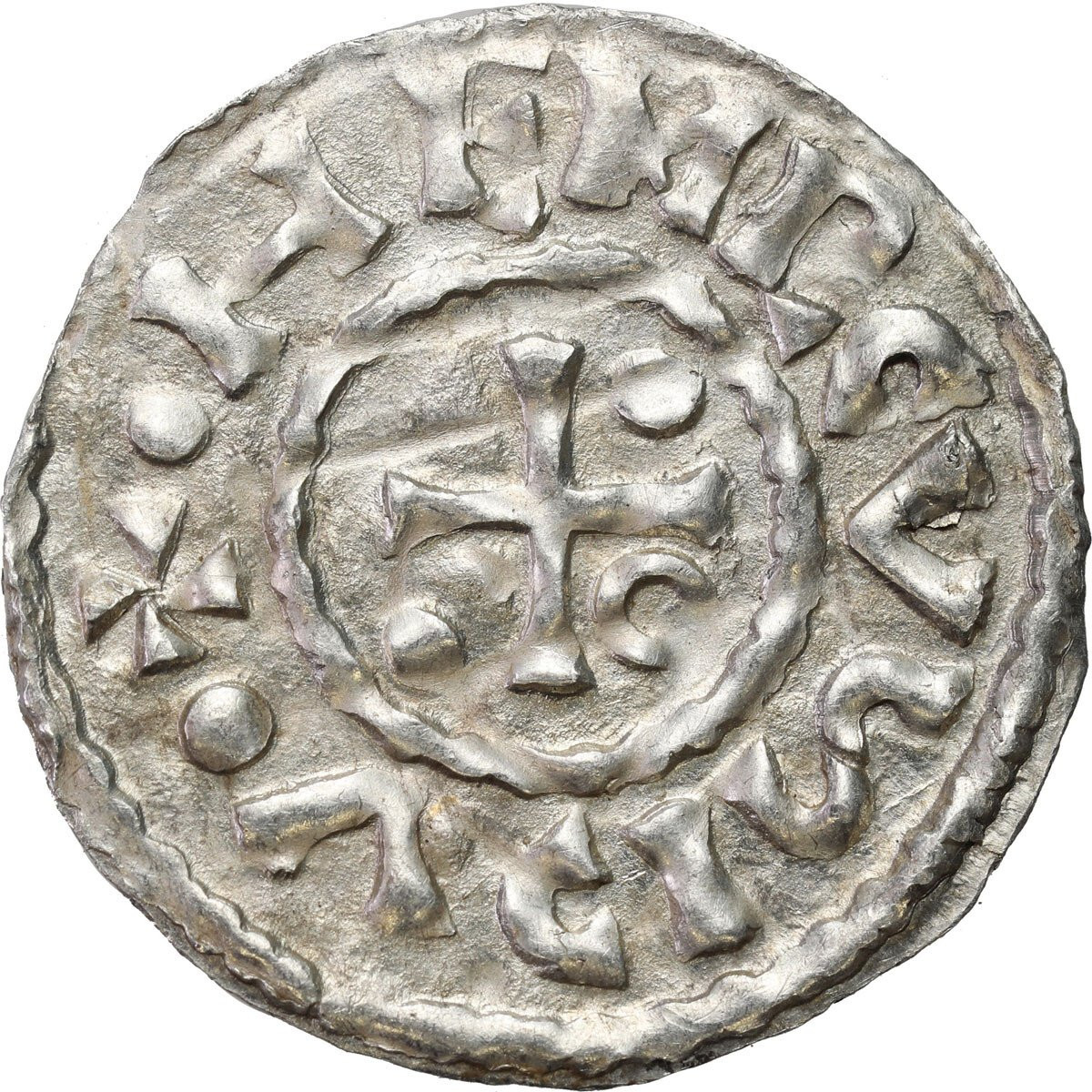 Niemcy, Bawaria, Ratyzbona. Henryk II Kłótnik II - drugie panowanie (985–995). Denar - PIĘKNY