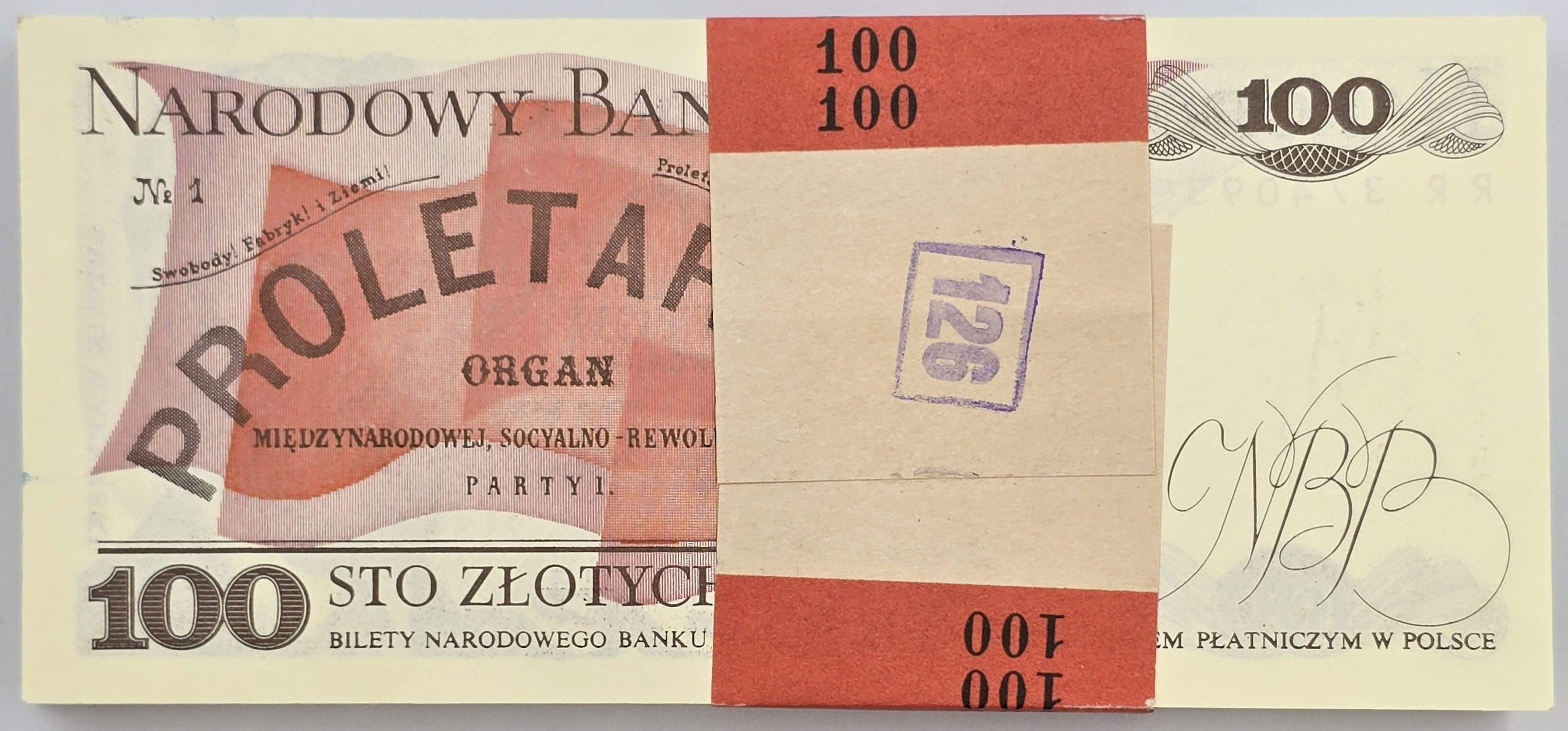 PRL. 100 złotych 1988 Waryński seria RR, zestaw 100 sztuk - PACZKA BANKOWA