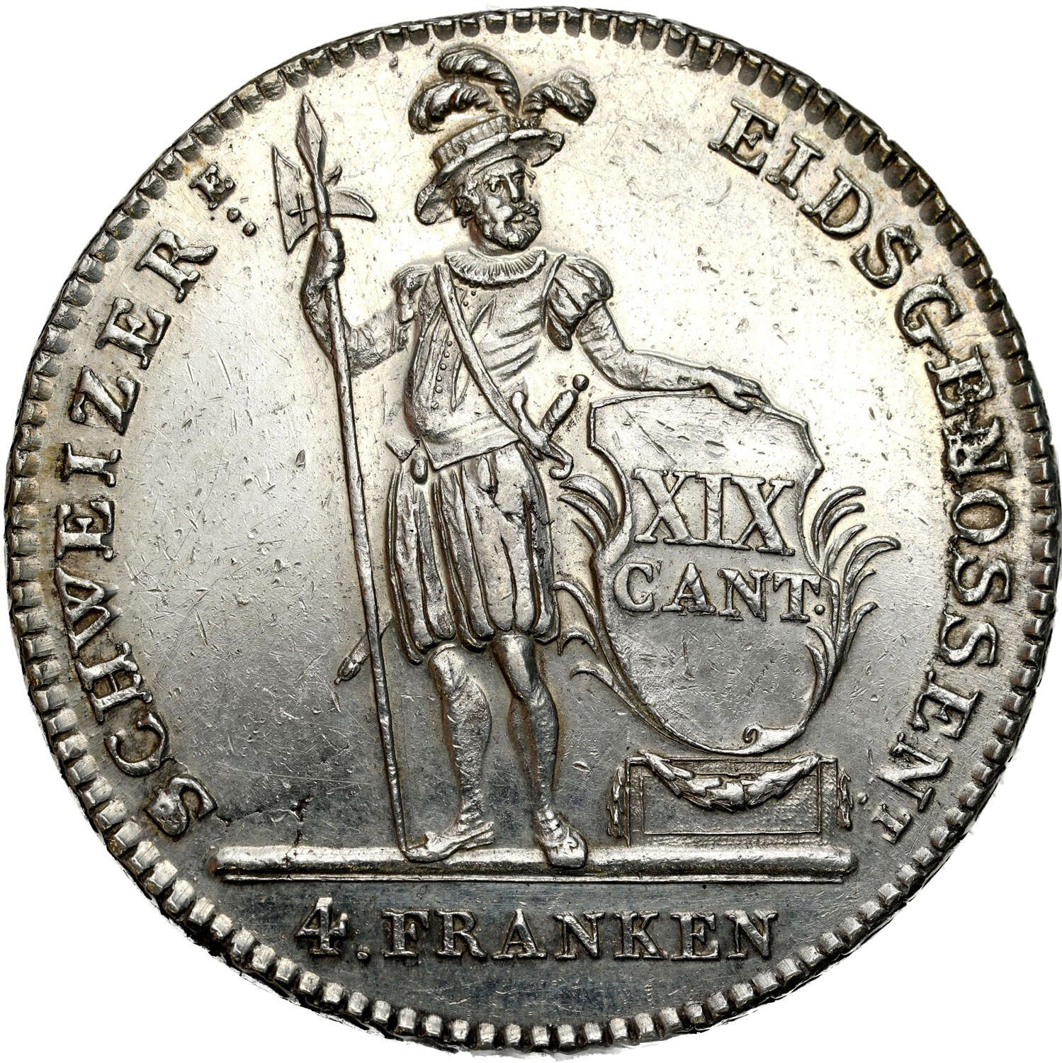 Szwajcaria. 4 Franki (Neutaler) 1814 - RZADKIE