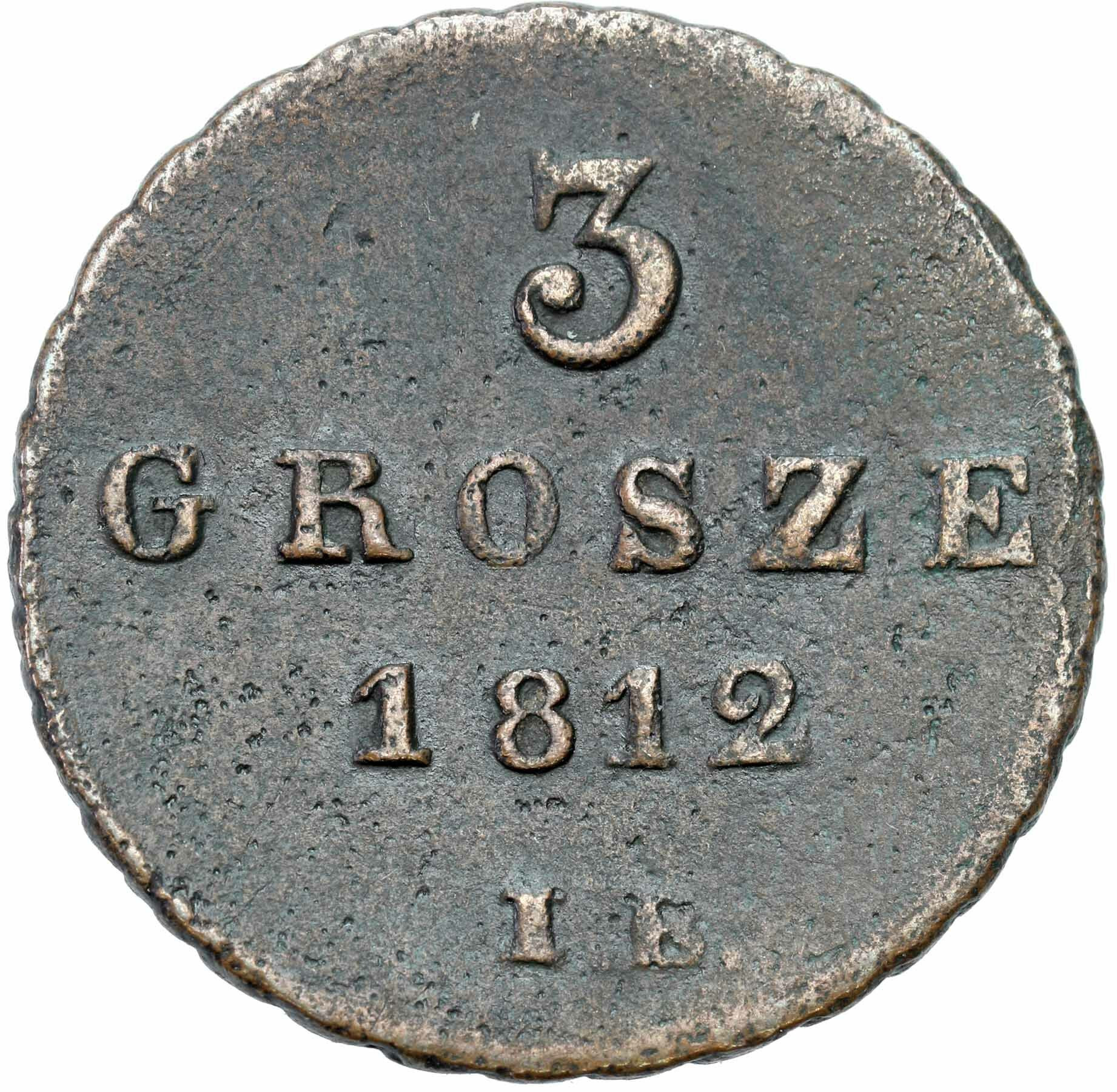 Księstwo Warszawskie. 3 grosze (trojak) 1812 IB Warszawa