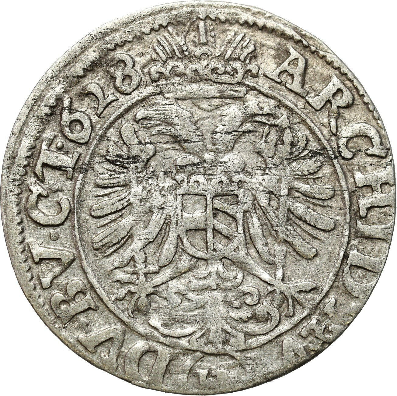 Śląsk pod panowaniem habsburskim - Ferdynand II (1619–1637). 3 krajcary 1628 HR, Wrocław