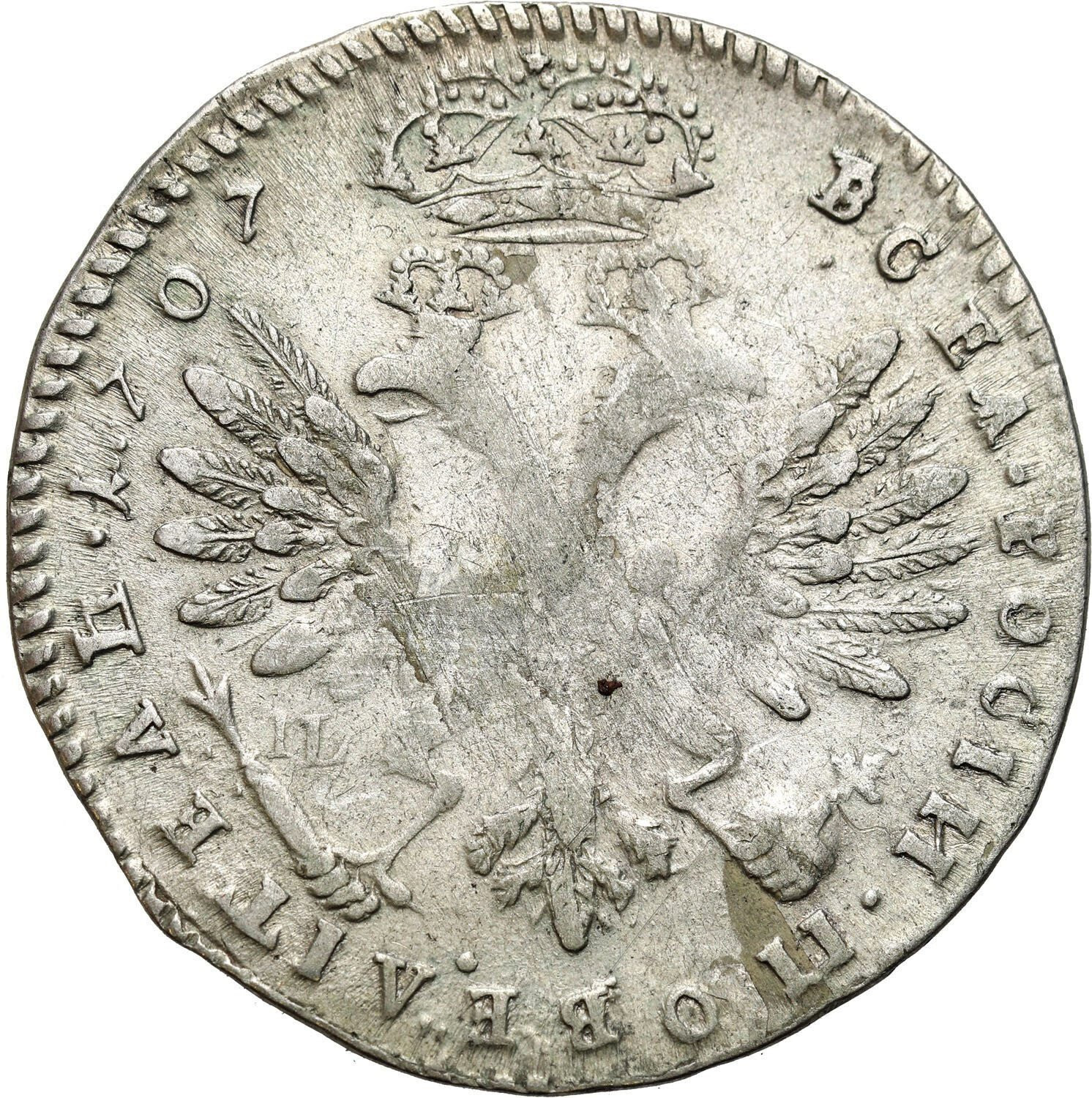 Rosja, Piotr I. Tynf (tymf) 1707 IL-L - RZADKOŚĆ