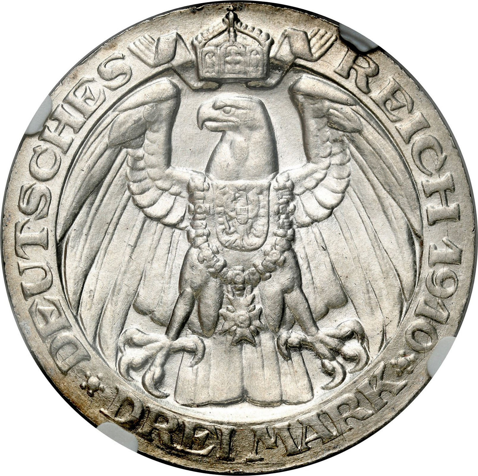 Niemcy, Prusy. 3 marki 1910 A, Uniwersytet Berlin NGC MS62
